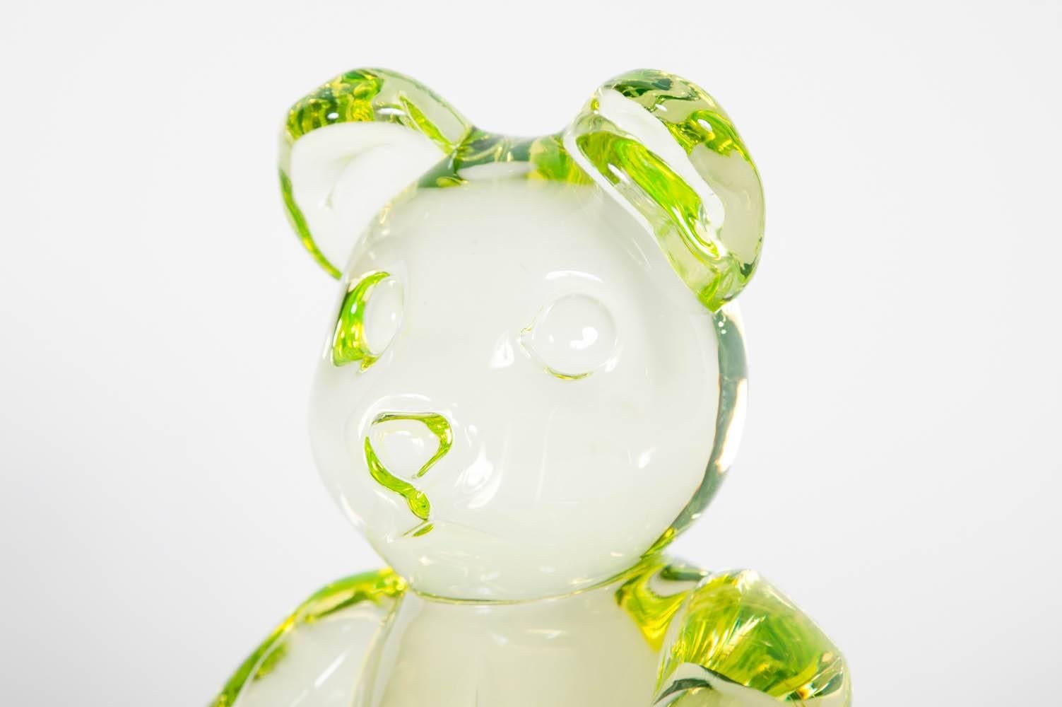 Bear is a unique lime green sculpture created from one mass of molten glass by the British artist Elliot Walker.

As one of a handful of glassblowers in the world who focus solely on a technique called 'Massello', it takes extreme dexterity, speed