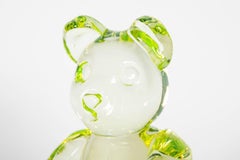 Bear, a unique lime green glass sculpted animal figurine by Elliot Walker