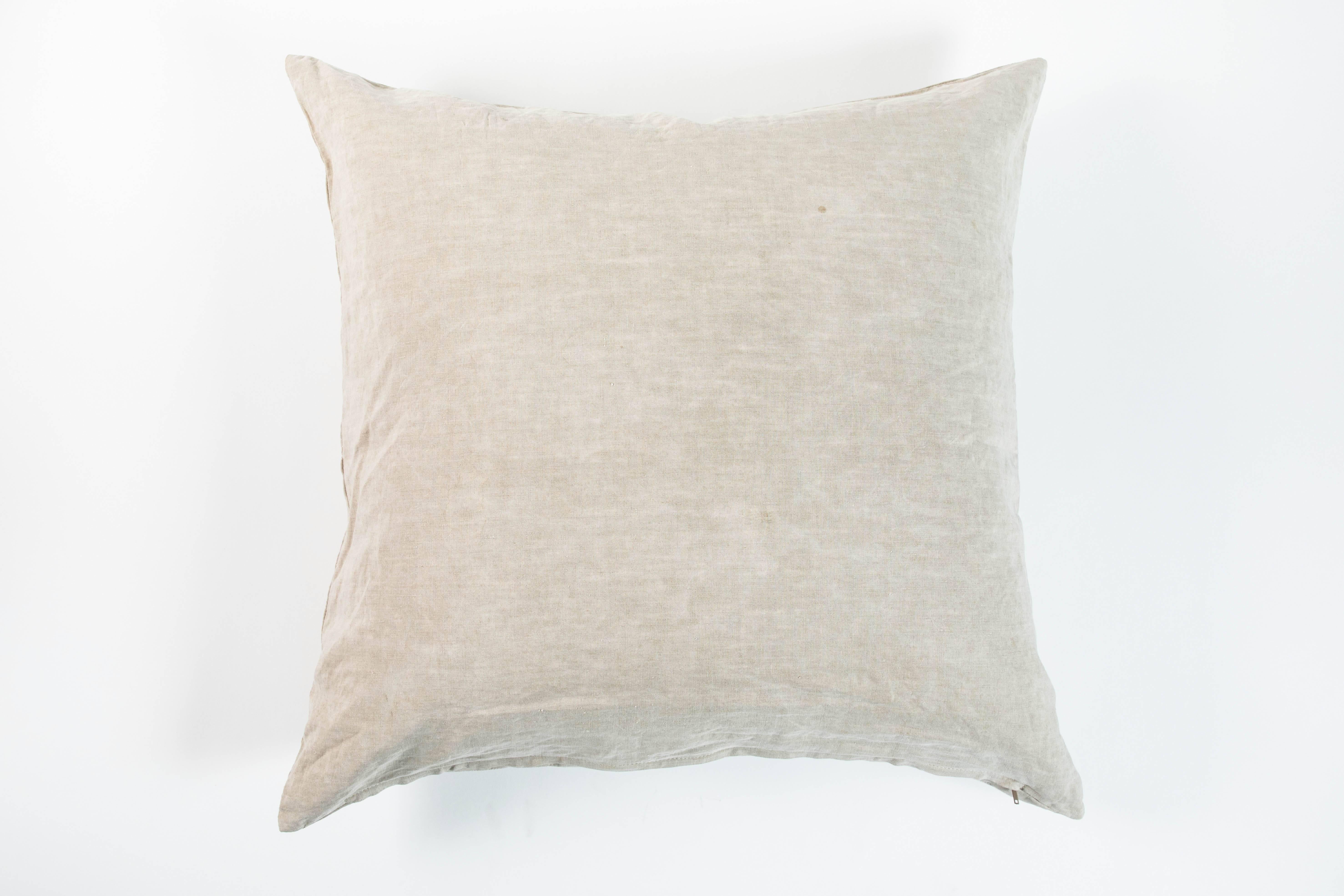 Custom Pillow Made from Vintage Linen Table Cloth 1