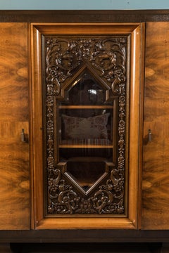 Walnut and Oak Three-Door Armoire from Germany, 1930s-1940s