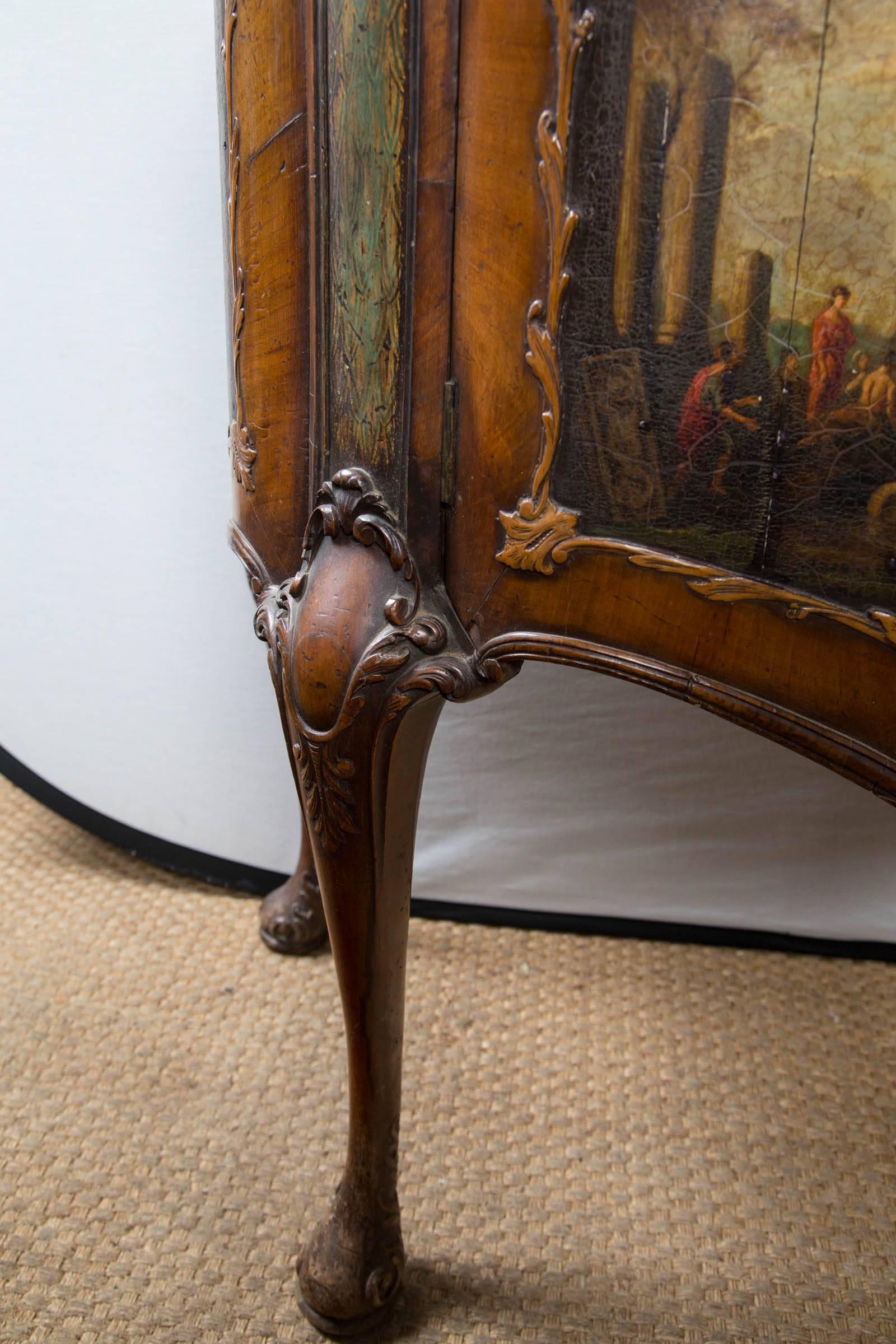 Wood 19th Century Painted Italian Marble  Top  Commode For Sale