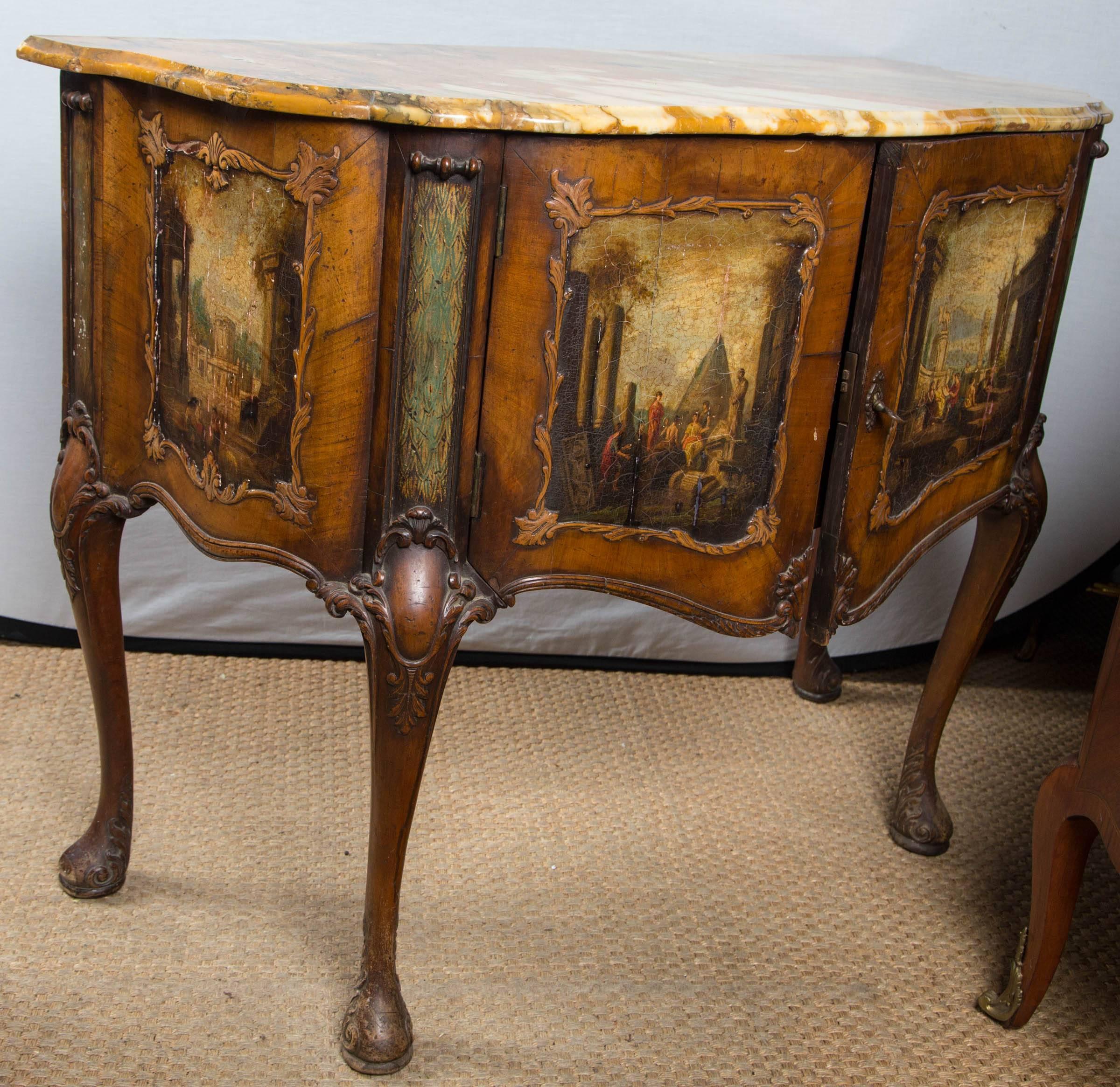 19th Century Painted Italian Marble  Top  Commode For Sale 1