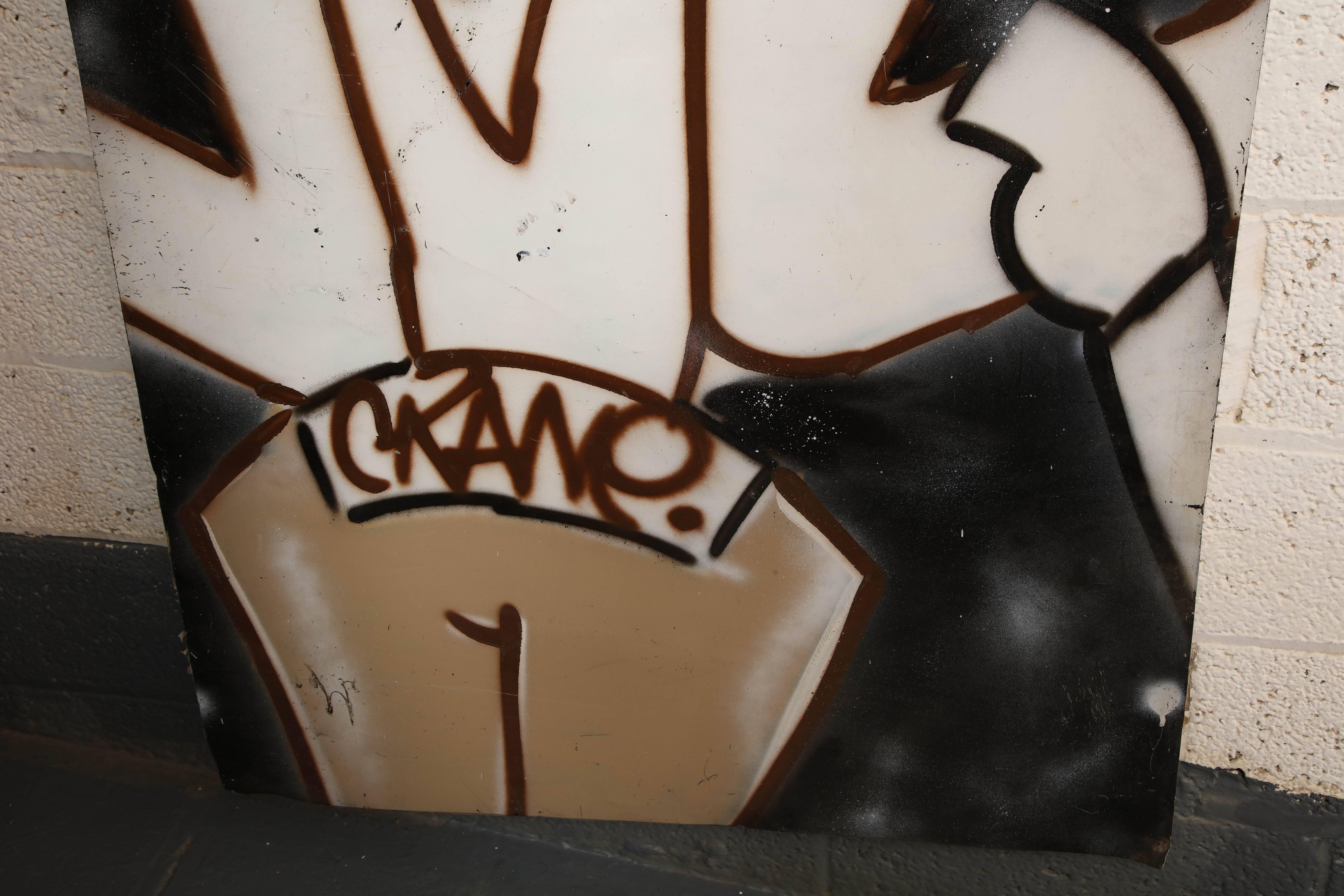 Painted Graffiti Painting Signed Crane Spray Paint Fun Gallery, 1980s