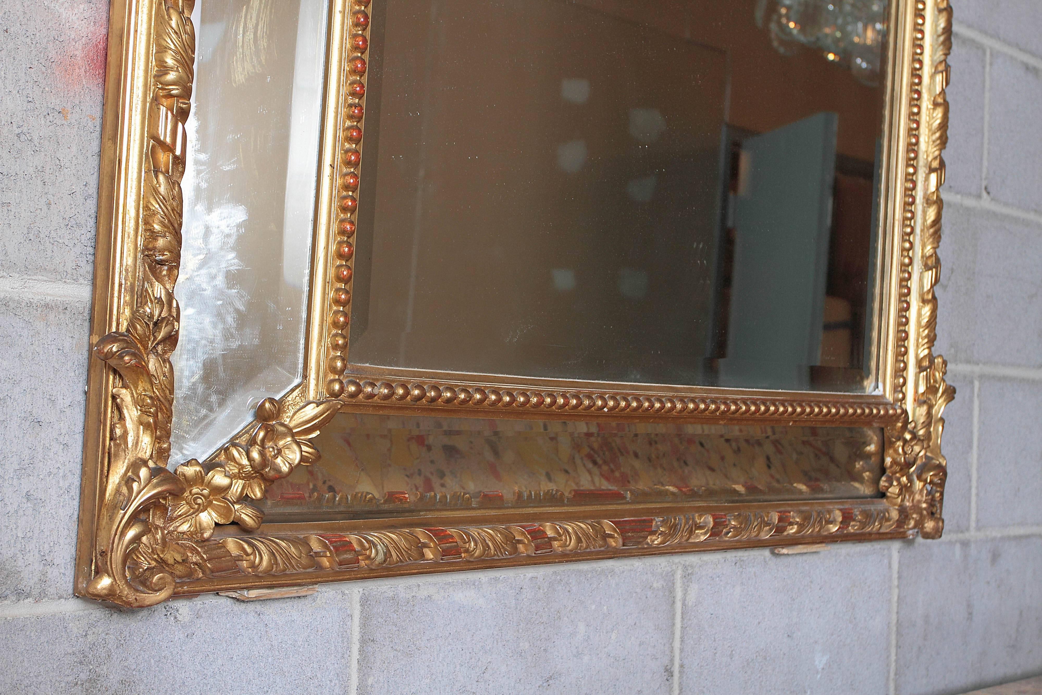 19th Century French Louis XV Gesso and Gilt Carved Mirror 6