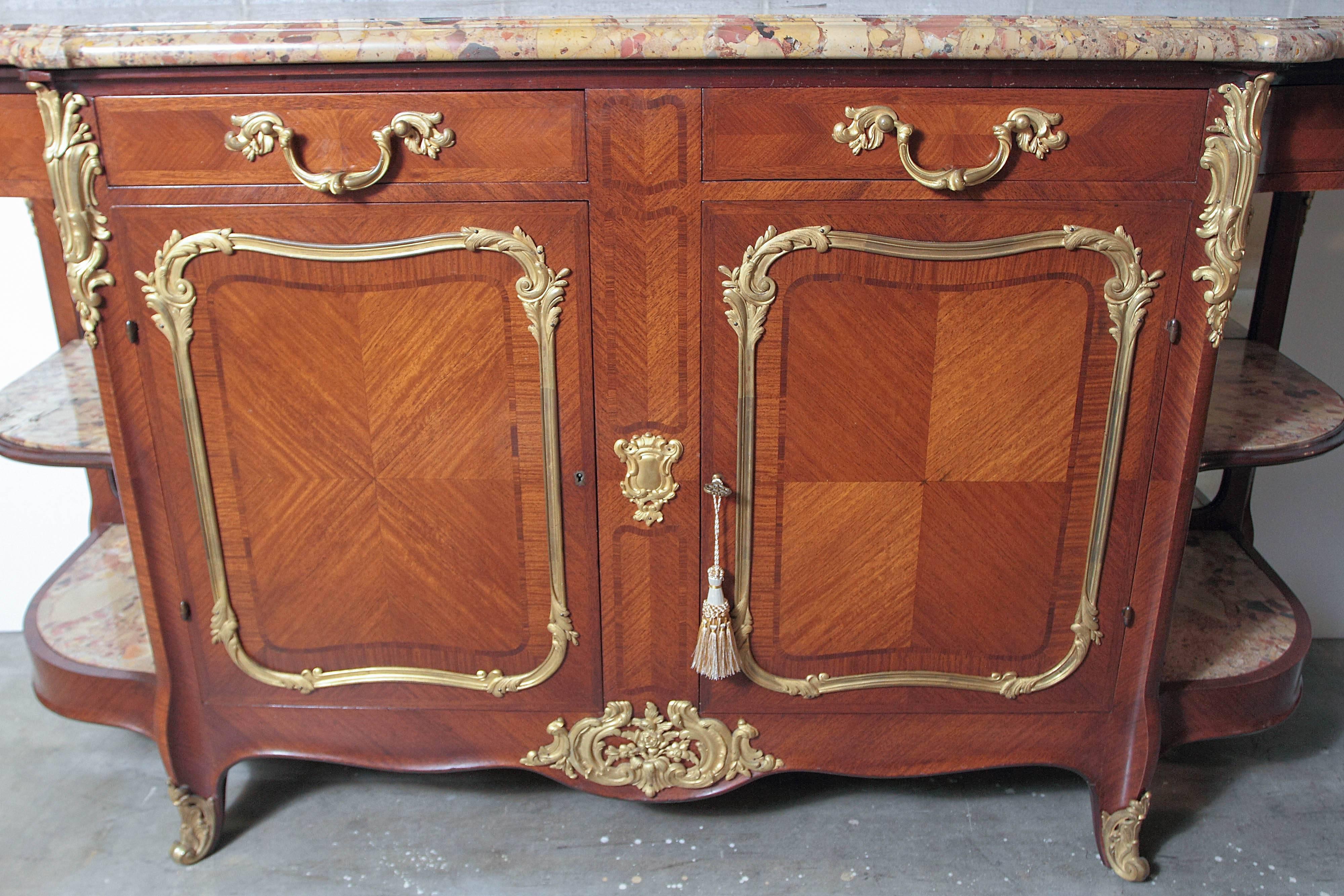 19th Century Fine Louis XV Marble-Top Buffet In Excellent Condition For Sale In Dallas, TX