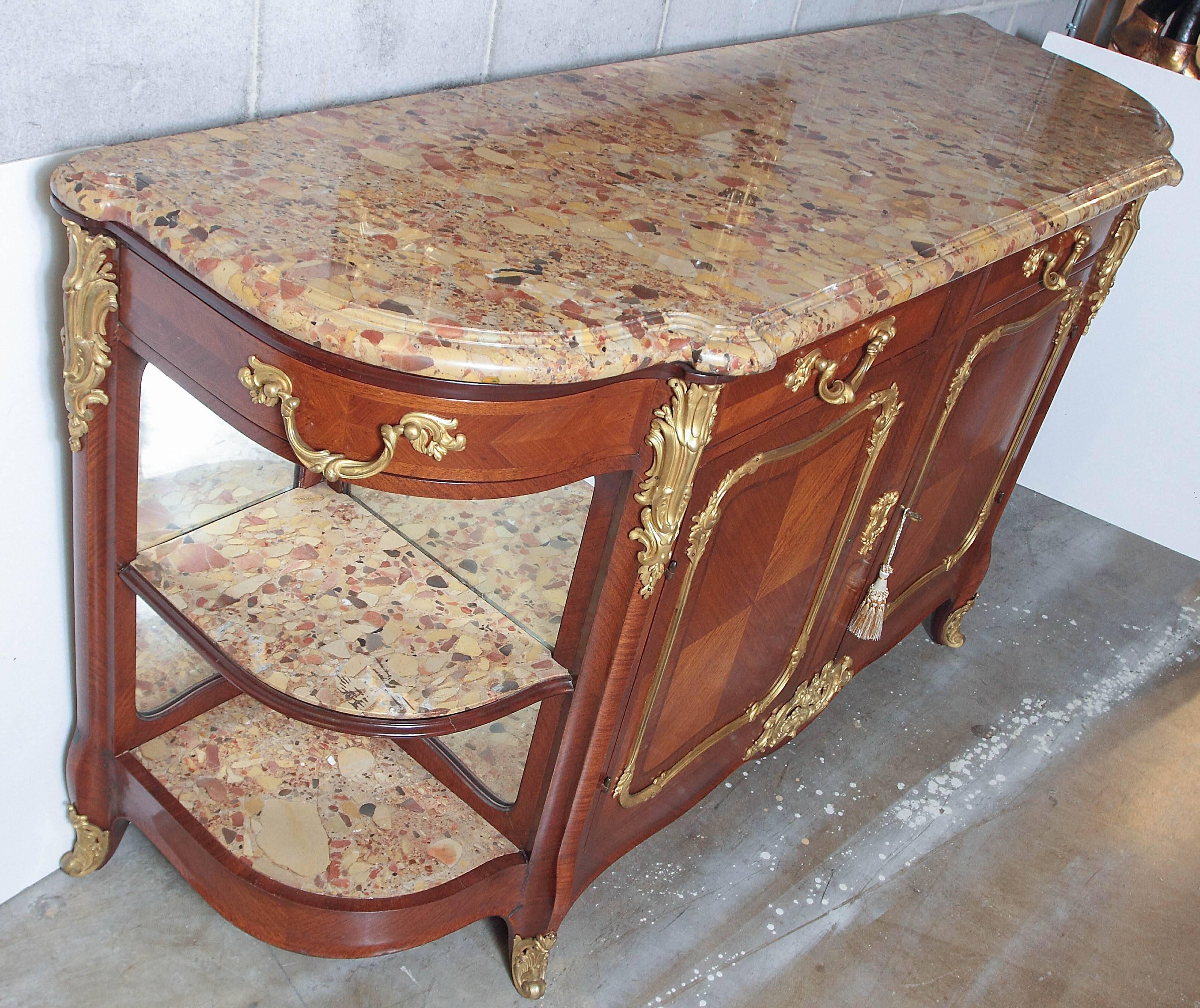 Buffet con piano in marmo Luigi XV del XIX secolo in vendita 1