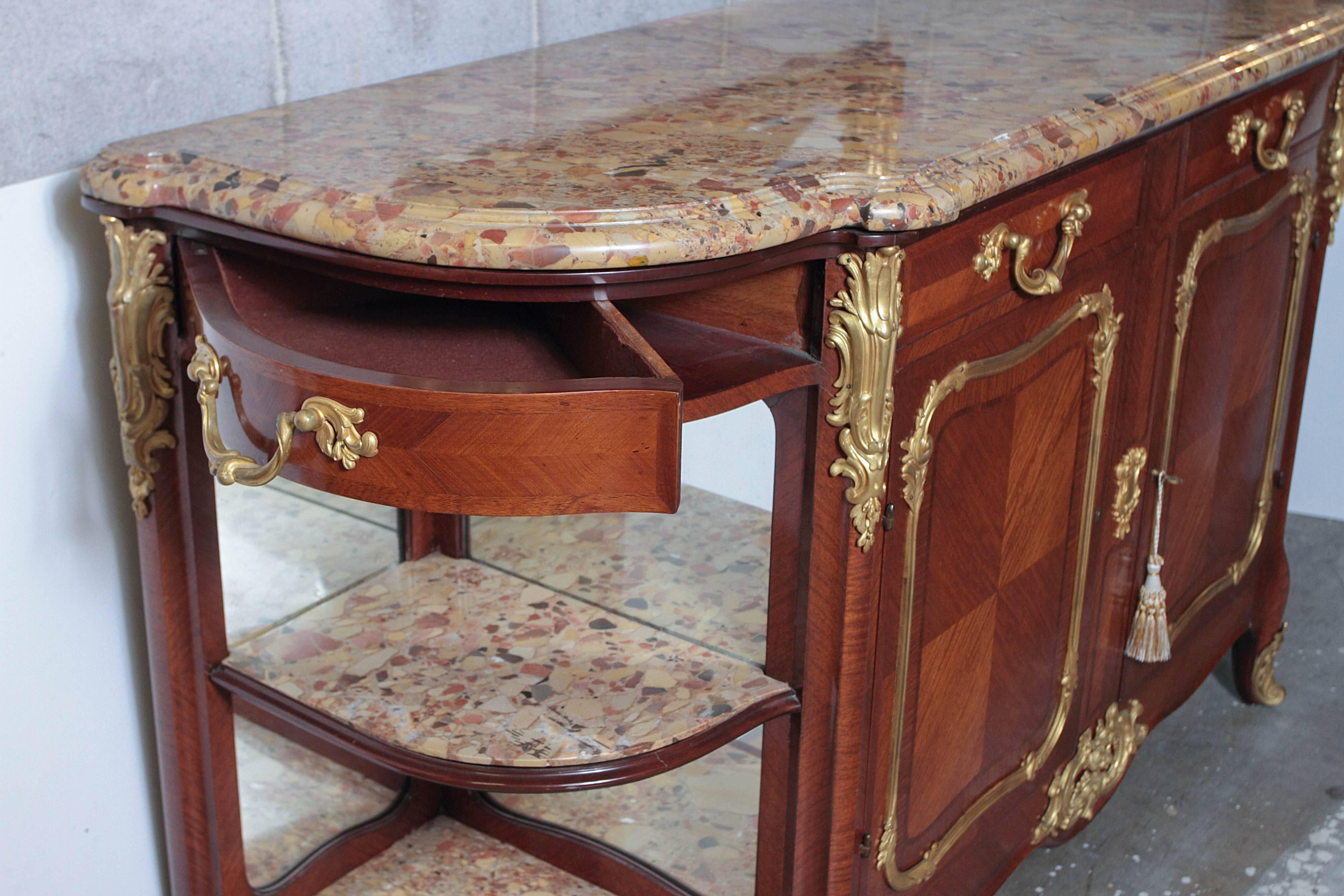 19th Century Fine Louis XV Marble-Top Buffet For Sale 3