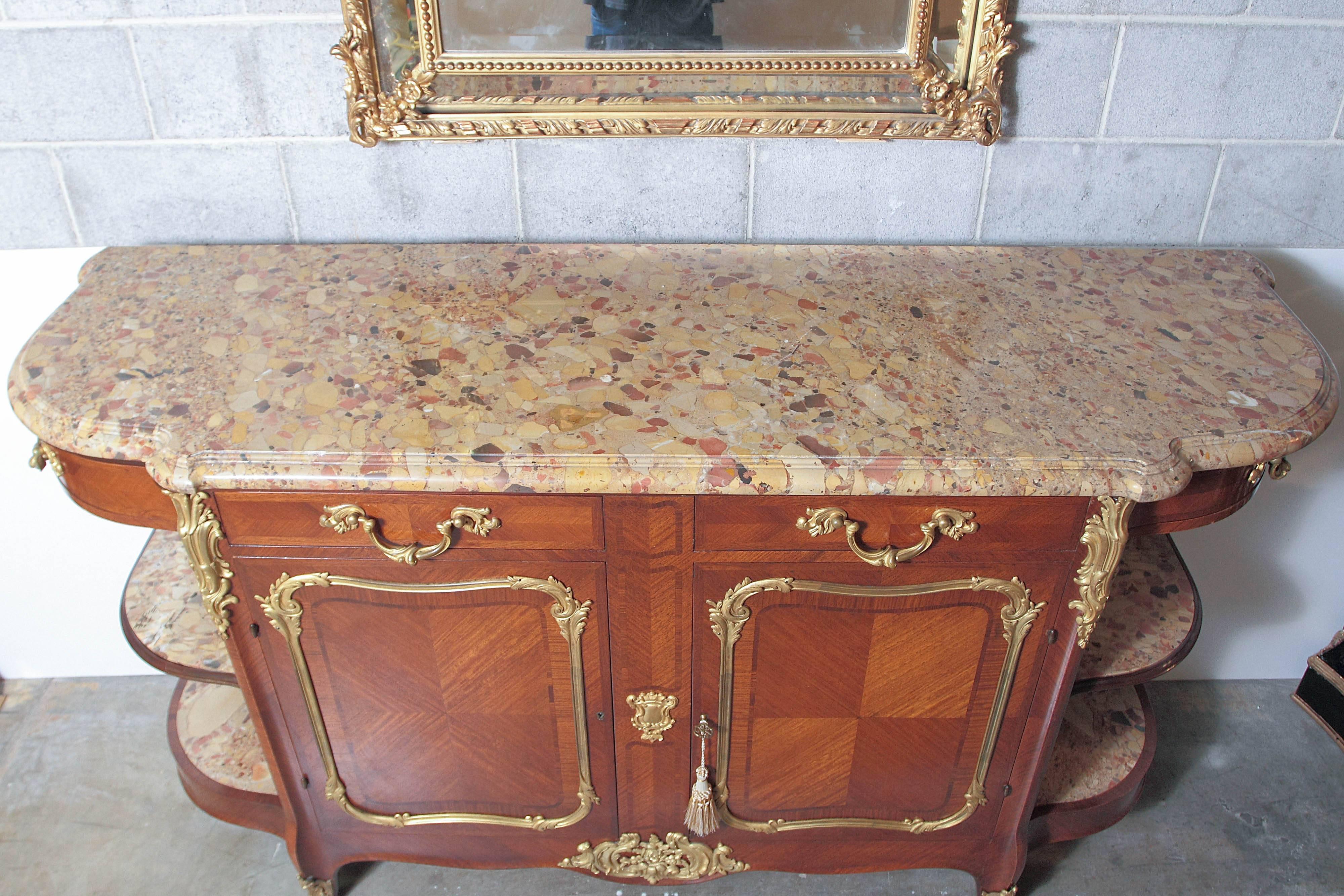19th Century Fine Louis XV Marble-Top Buffet For Sale 5