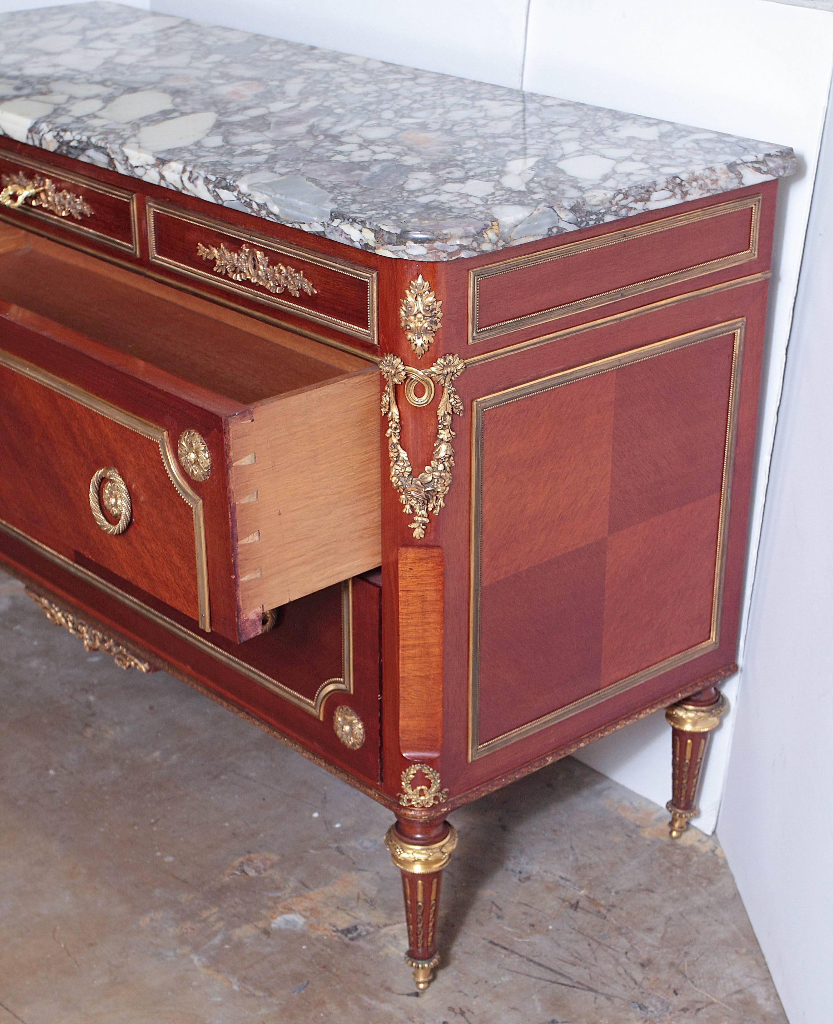 19th Century French Mahogany and Gilt Bronze Commode Attributed to P. Sormani 3
