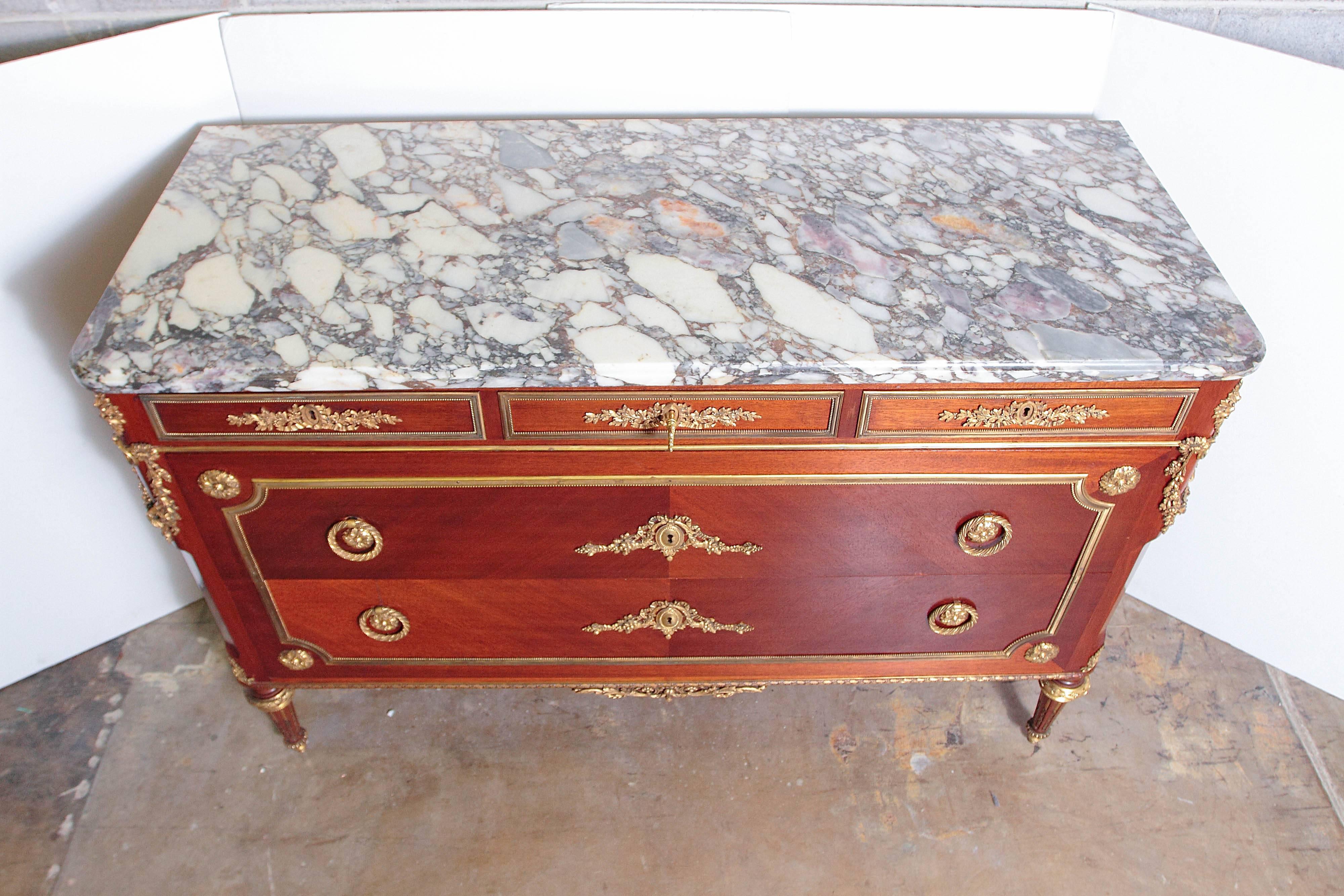 19th Century French Mahogany and Gilt Bronze Commode Attributed to P. Sormani 6