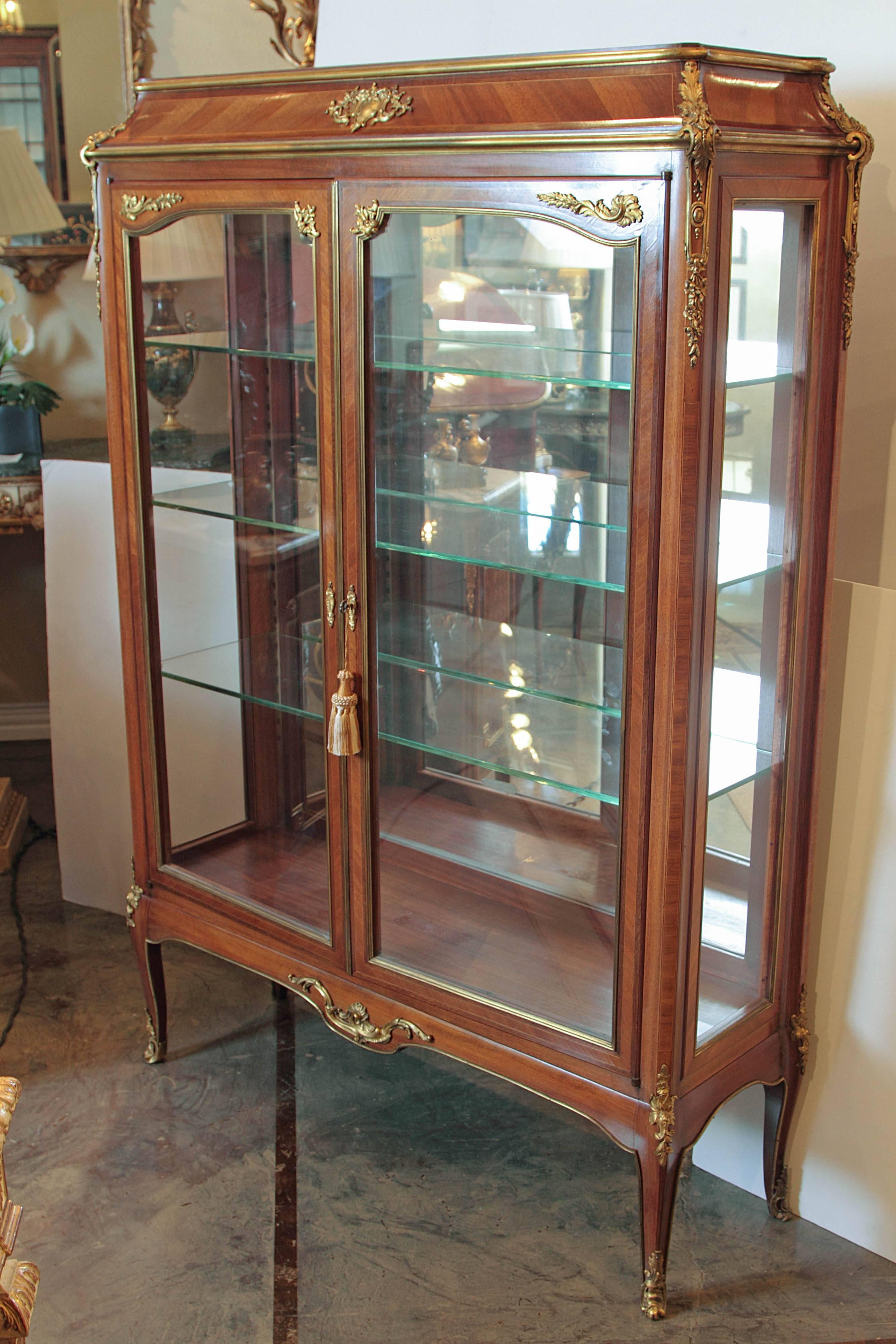 19th century French mahogany and gilt bronze-mounted viewing vitrine signed G . Durand.