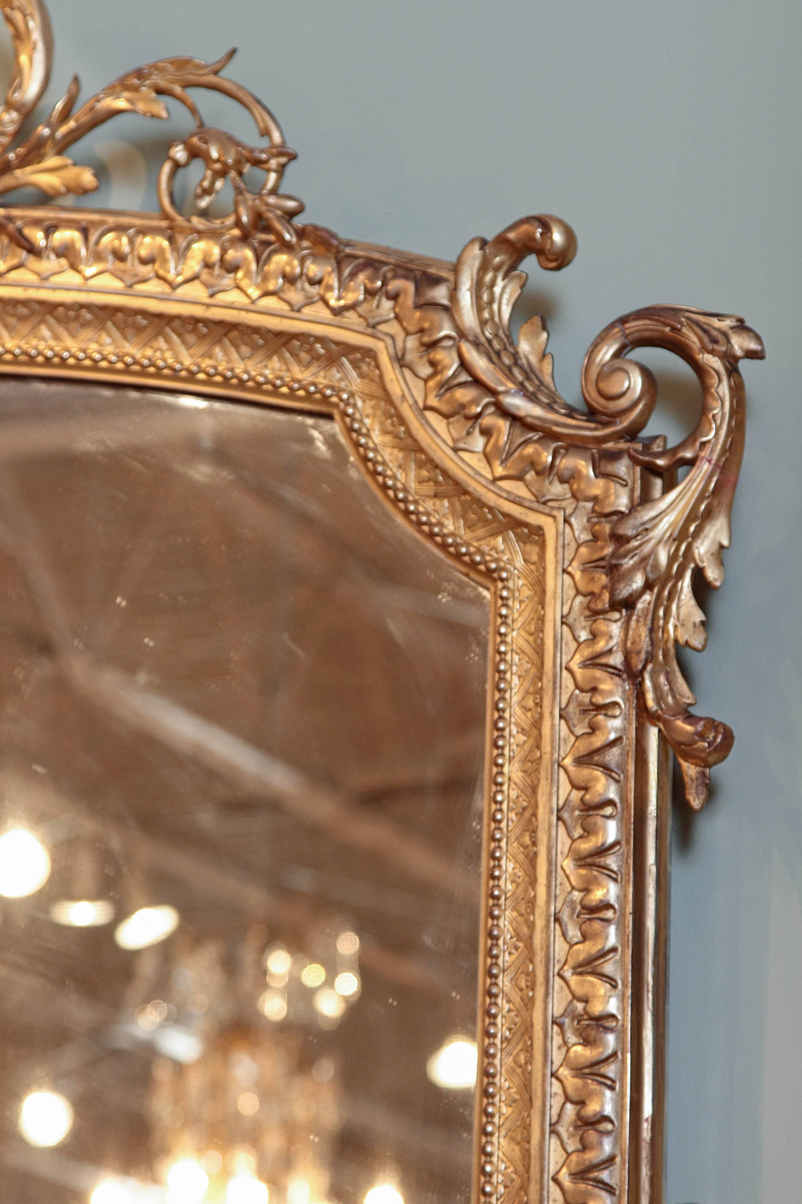 19th Century French Louis XV Water Gilt Carved Large Mirror 2