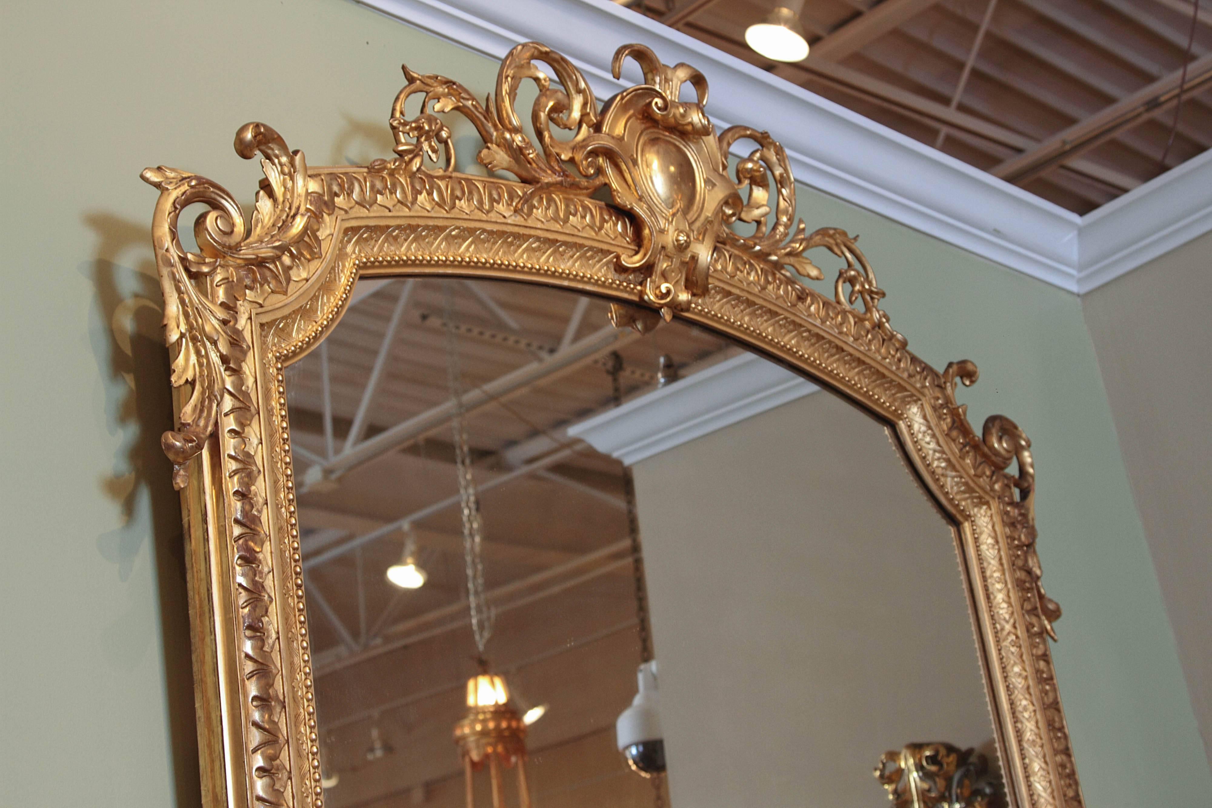 19th Century French Louis XV Water Gilt Carved Large Mirror 5