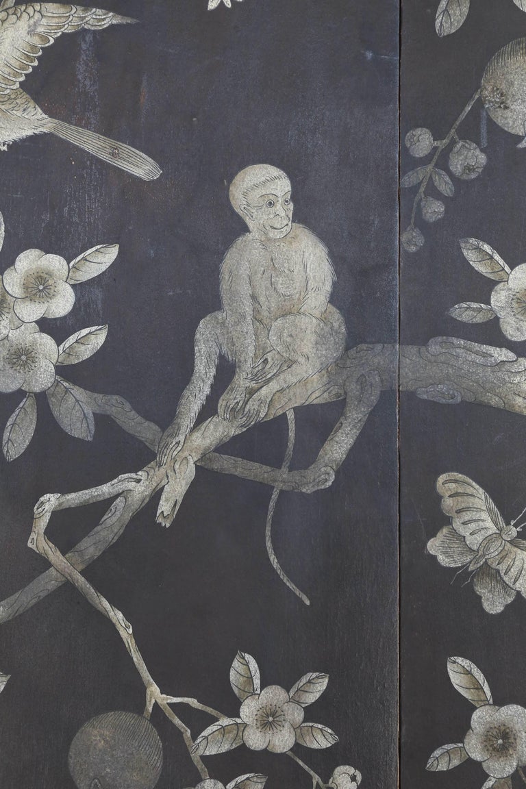 Vintage GrisailleStyle Chinoiserie Wallpaper Screen at