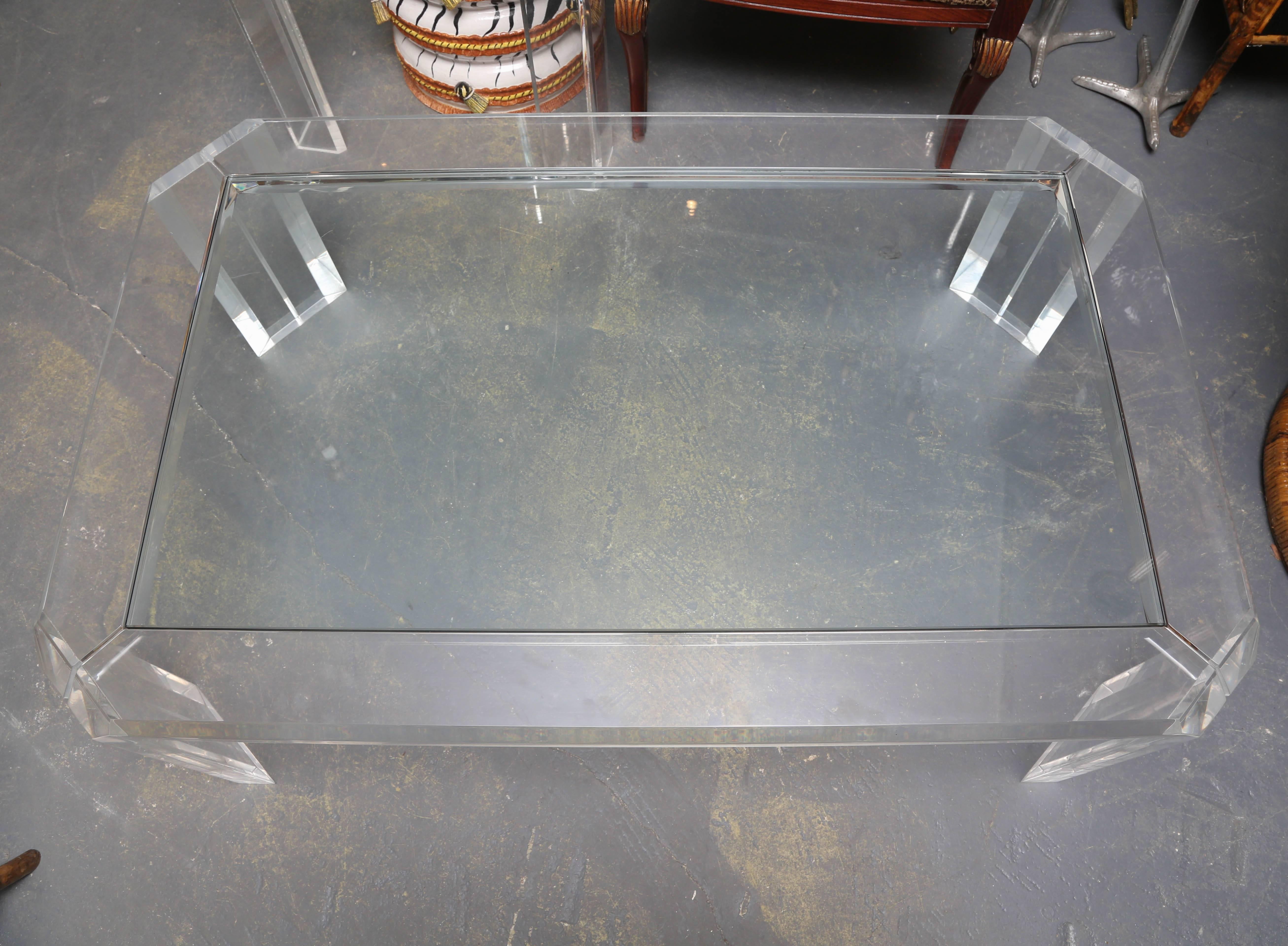 American  Signed Les Prismatiques Lucite Midcentury Coffee Table