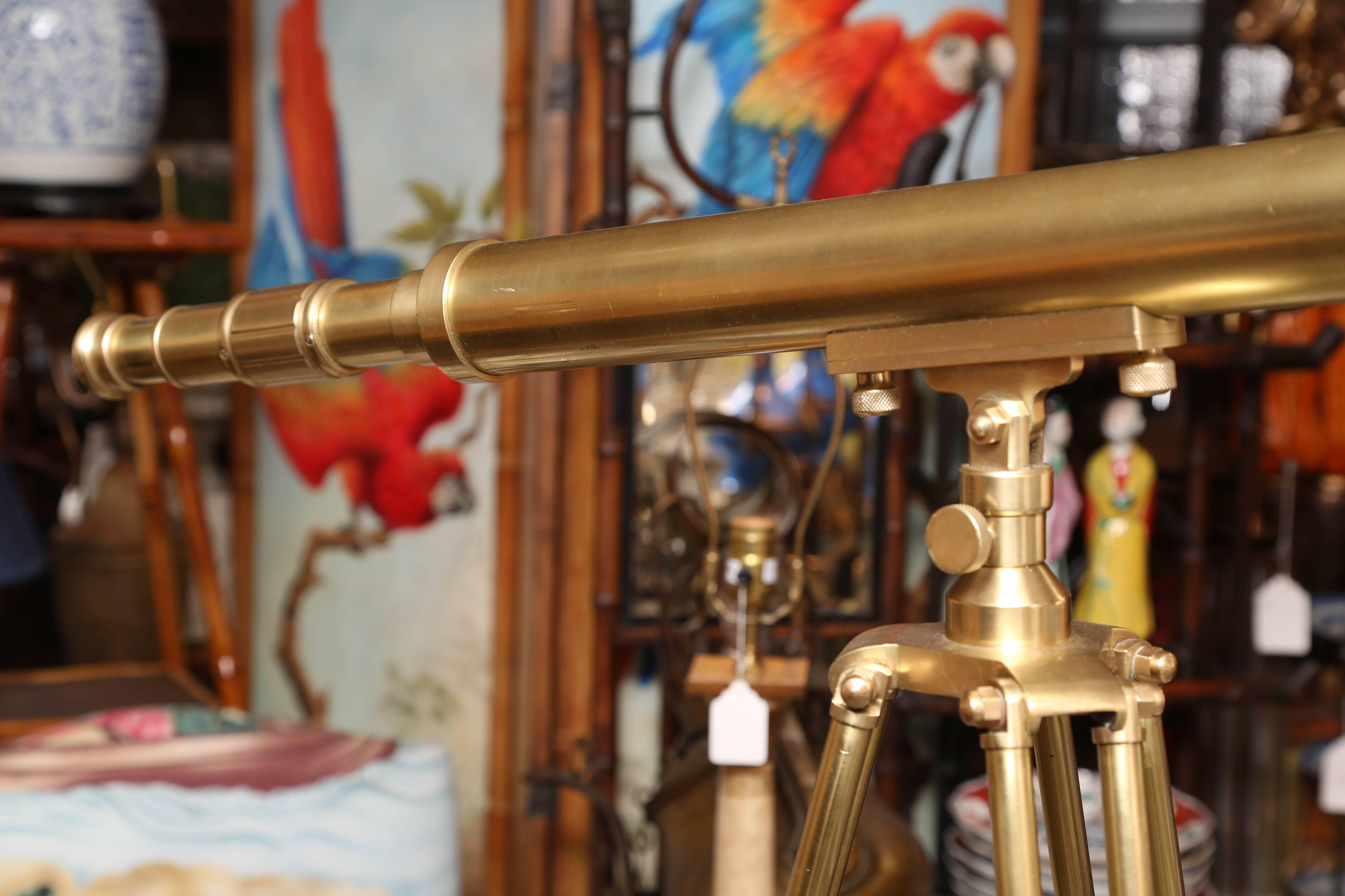 English Brass Telescope with Stand Signed Ross, London