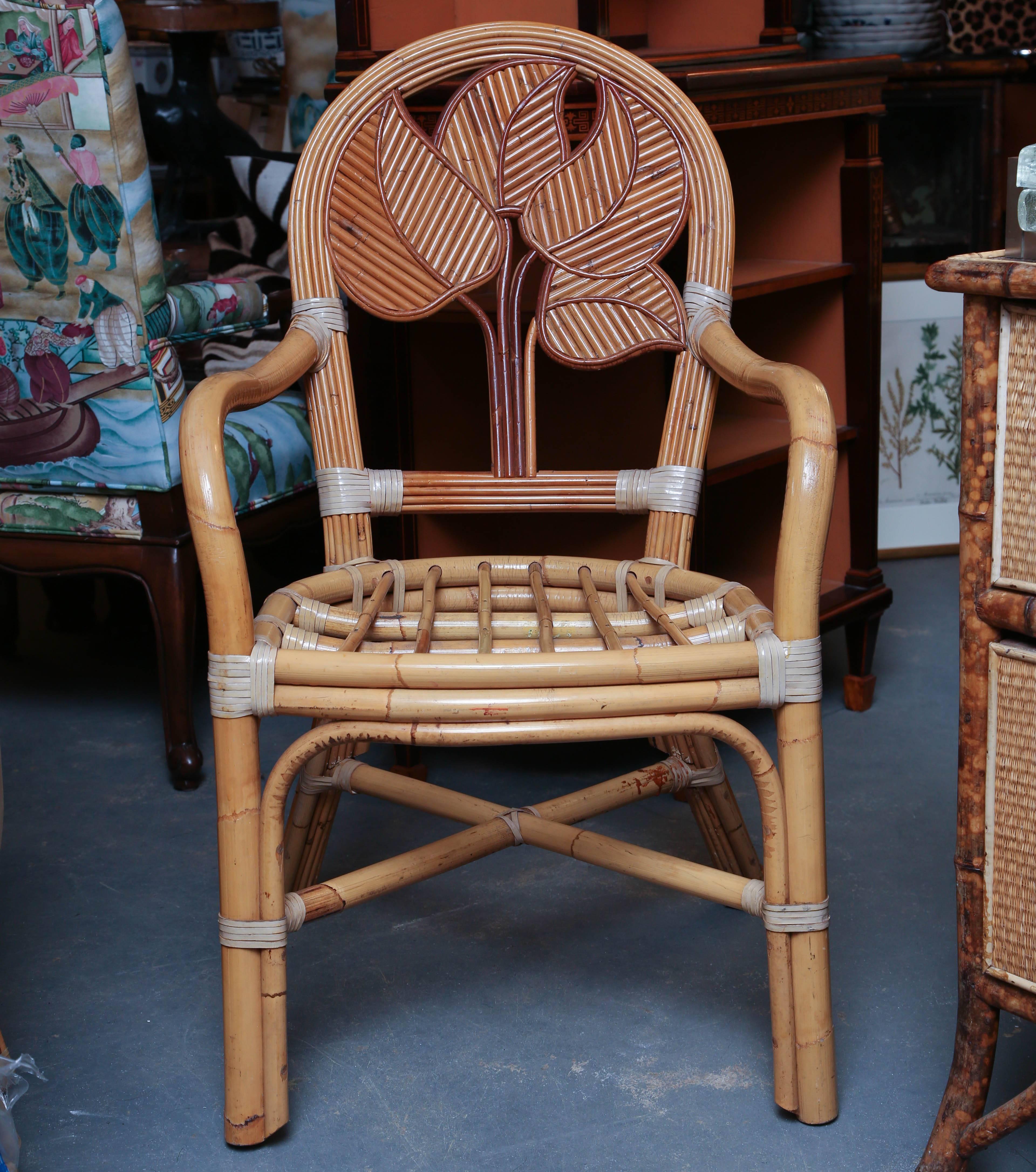 Set of Six Midcentury Rattan Dining Chairs 5