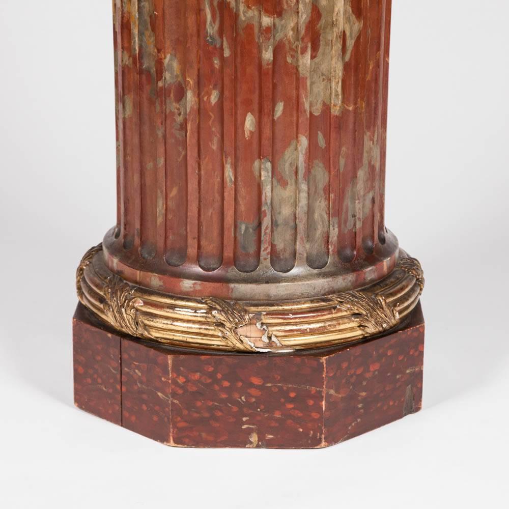 Carved Alabaster Bow Standing on a Fluted Column, with Enclosed Light Source For Sale 1