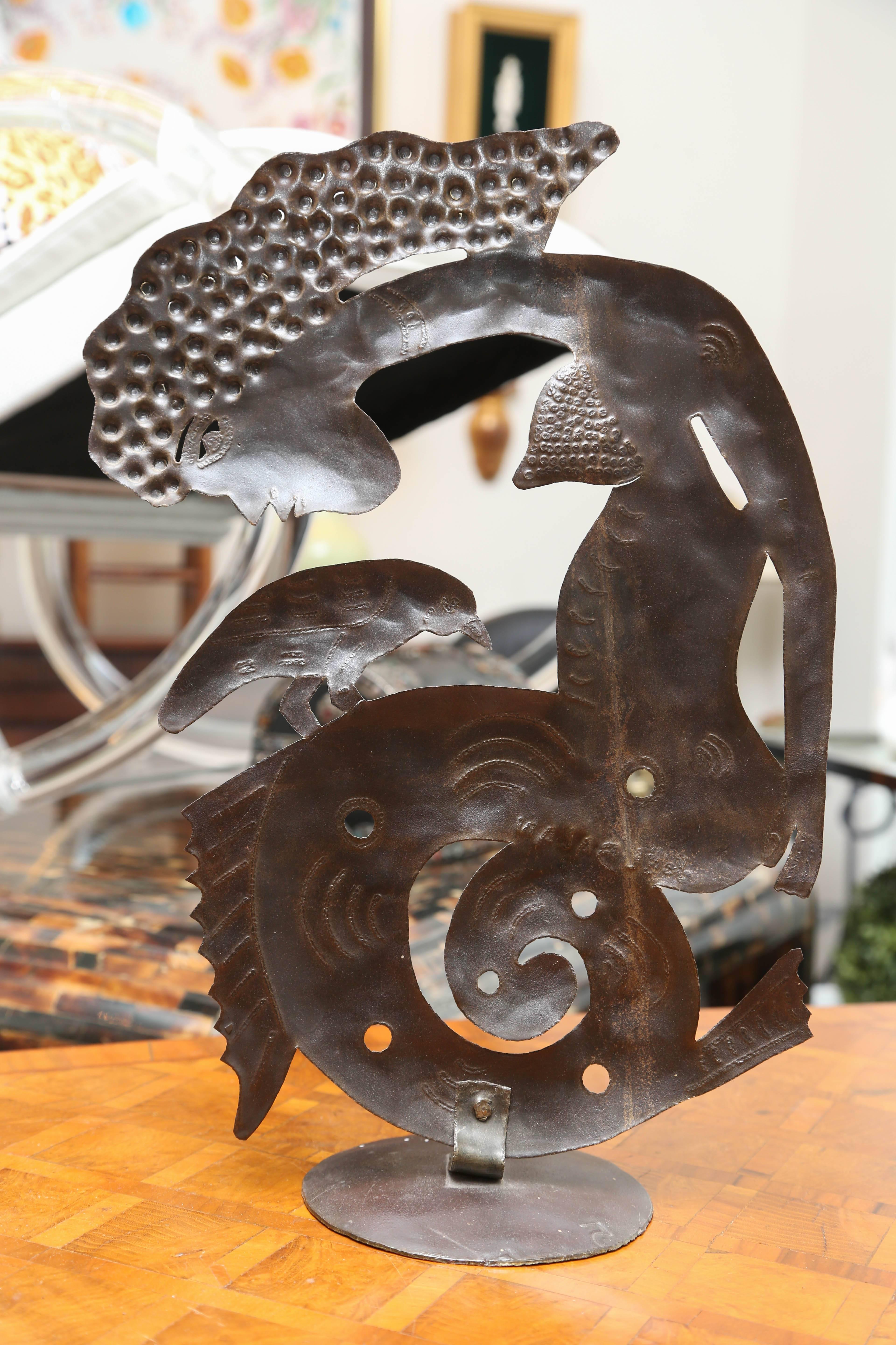 Metal Folk Art Mermaid Sculpture by Joel Balan For Sale 1
