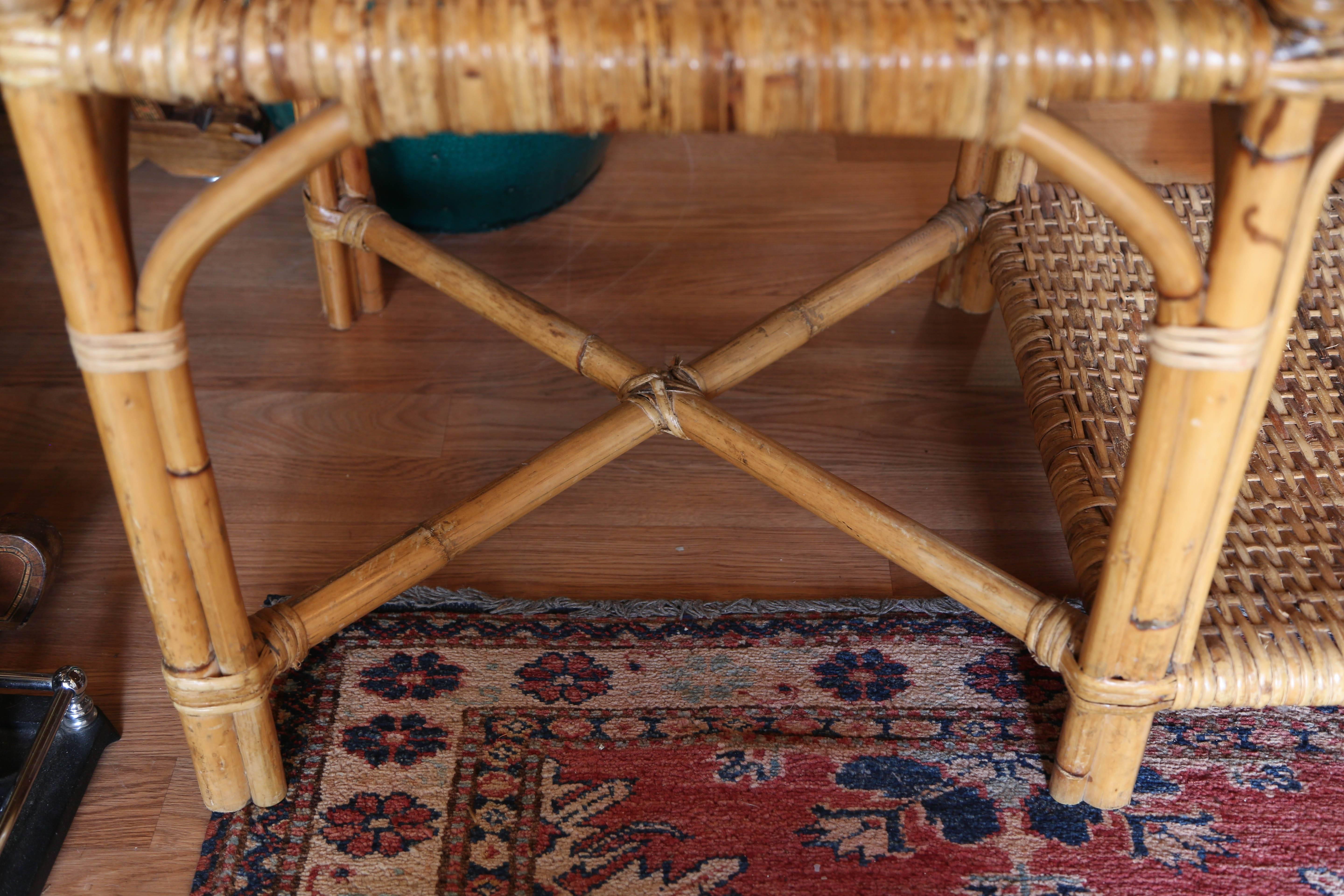 Vintage Rattan Telephone Table In Good Condition In West Palm Beach, FL