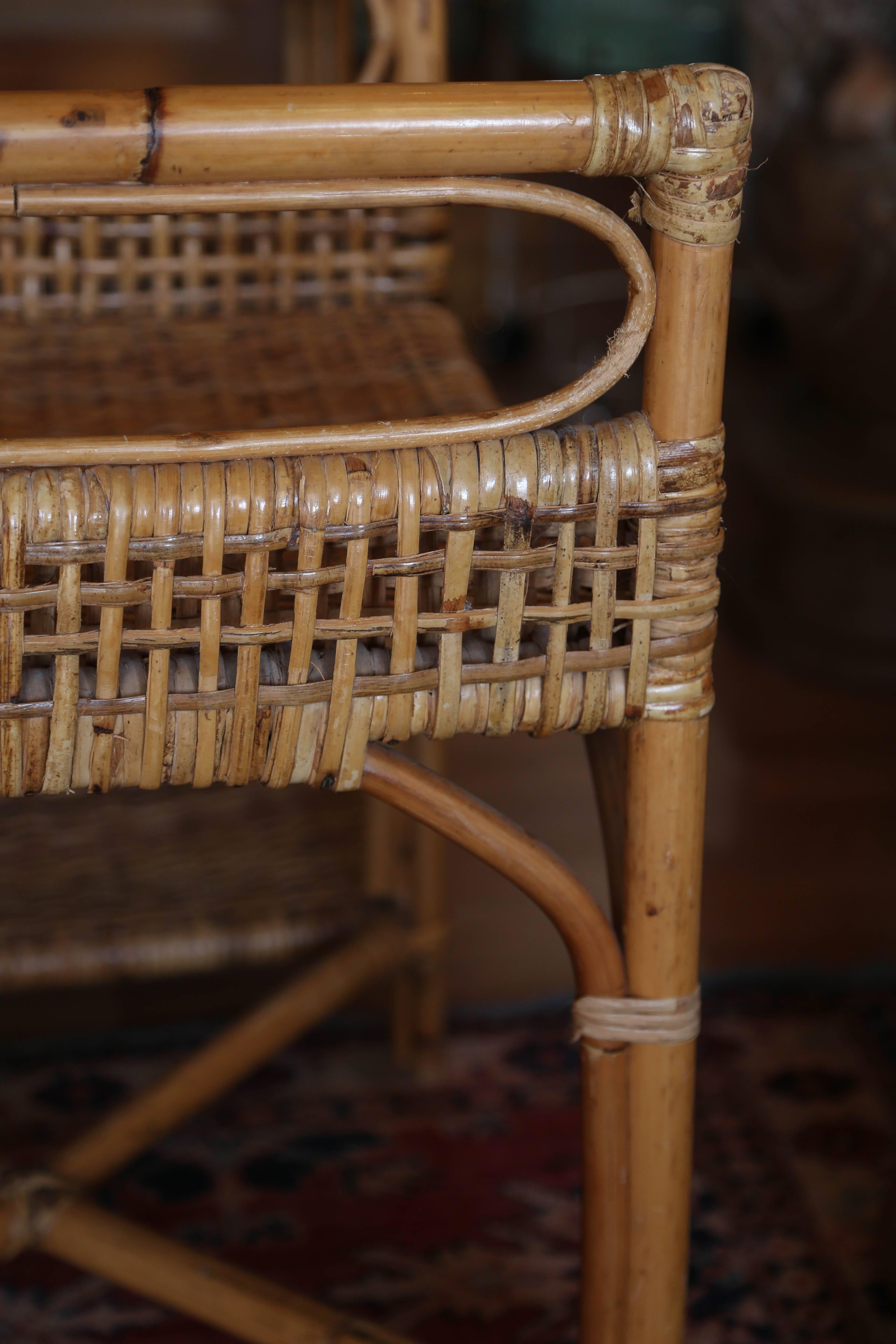 Vintage Rattan Telephone Table 1