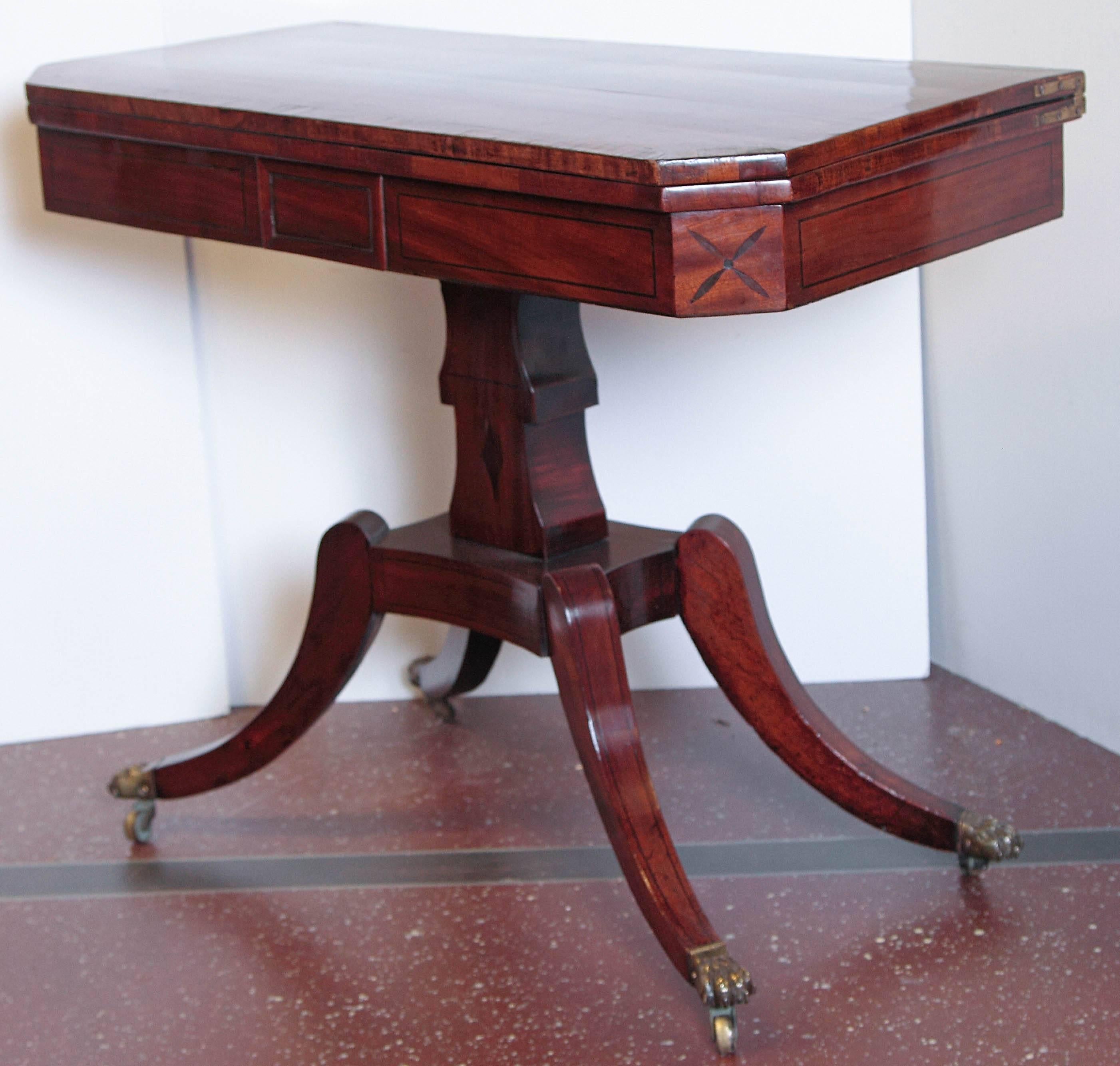 Period English Regency Mahogany Flip-Top Games Table In Excellent Condition For Sale In Dallas, TX
