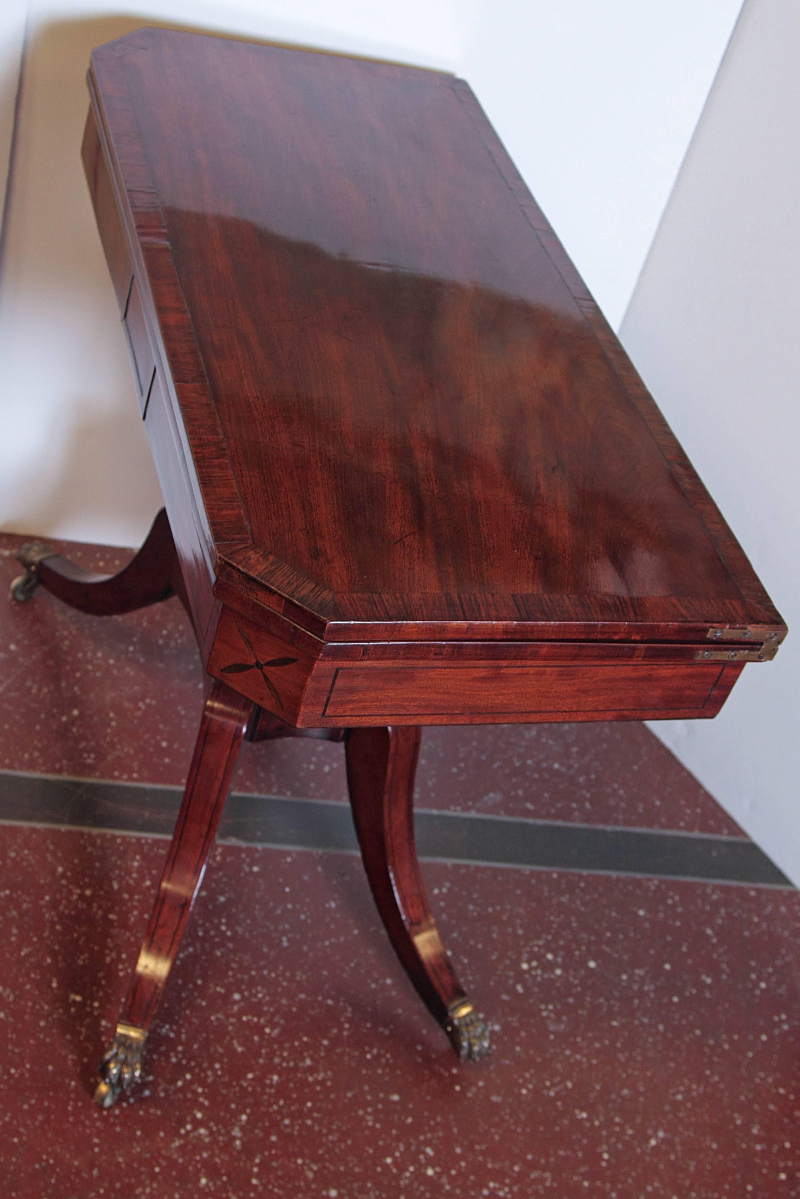 Period English Regency Mahogany Flip-Top Games Table For Sale 1