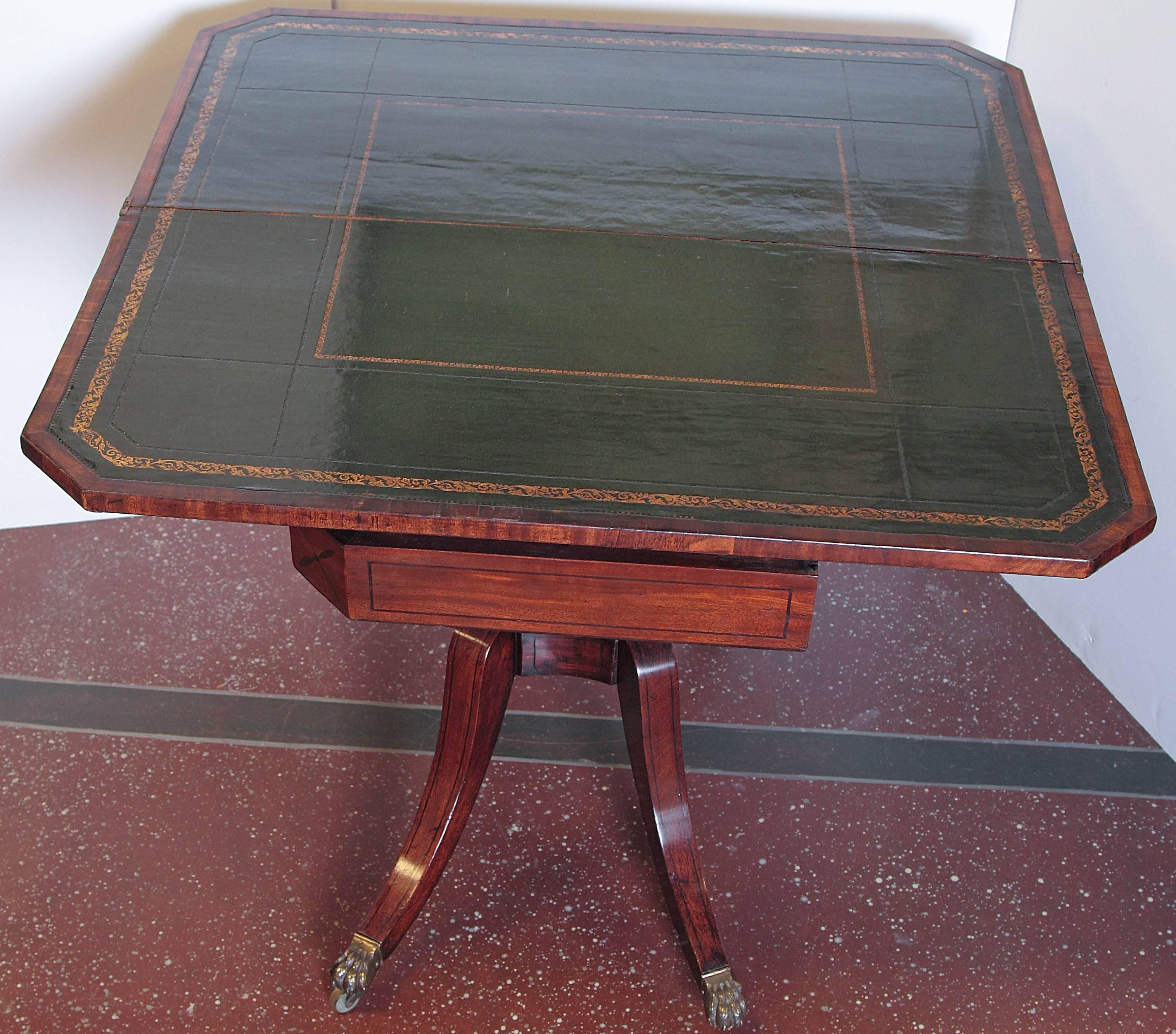 Period English Regency Mahogany Flip-Top Games Table For Sale 3