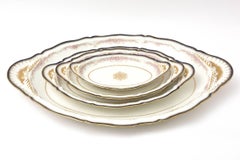 Suite of Four Antique Serving Platters, Antique Limoges Cobalt Blue Hand-Painted