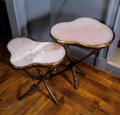 Pair of Top Pink Quartz Tables