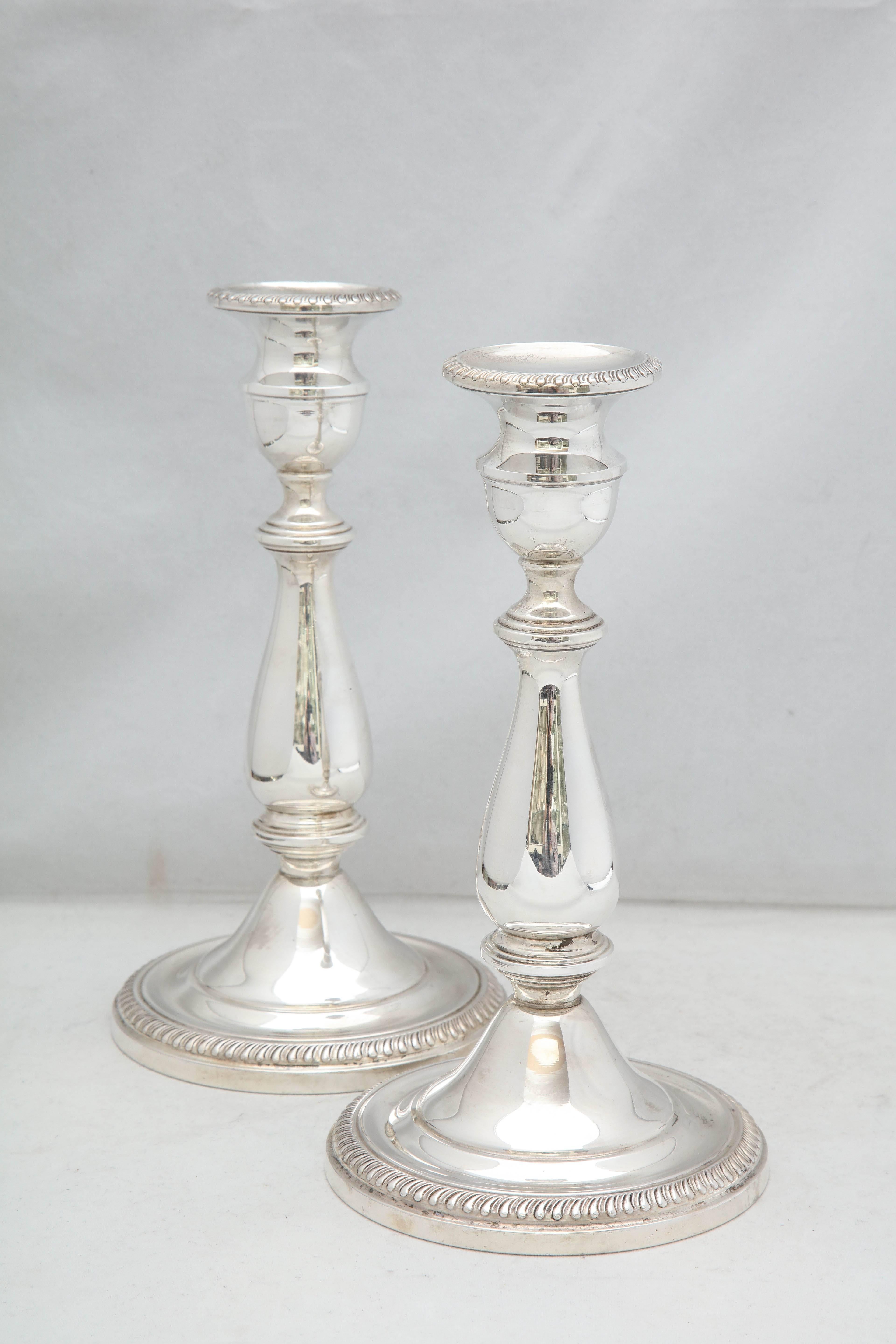 Pair of Tall Sterling Silver Empire-Style Candlesticks 1
