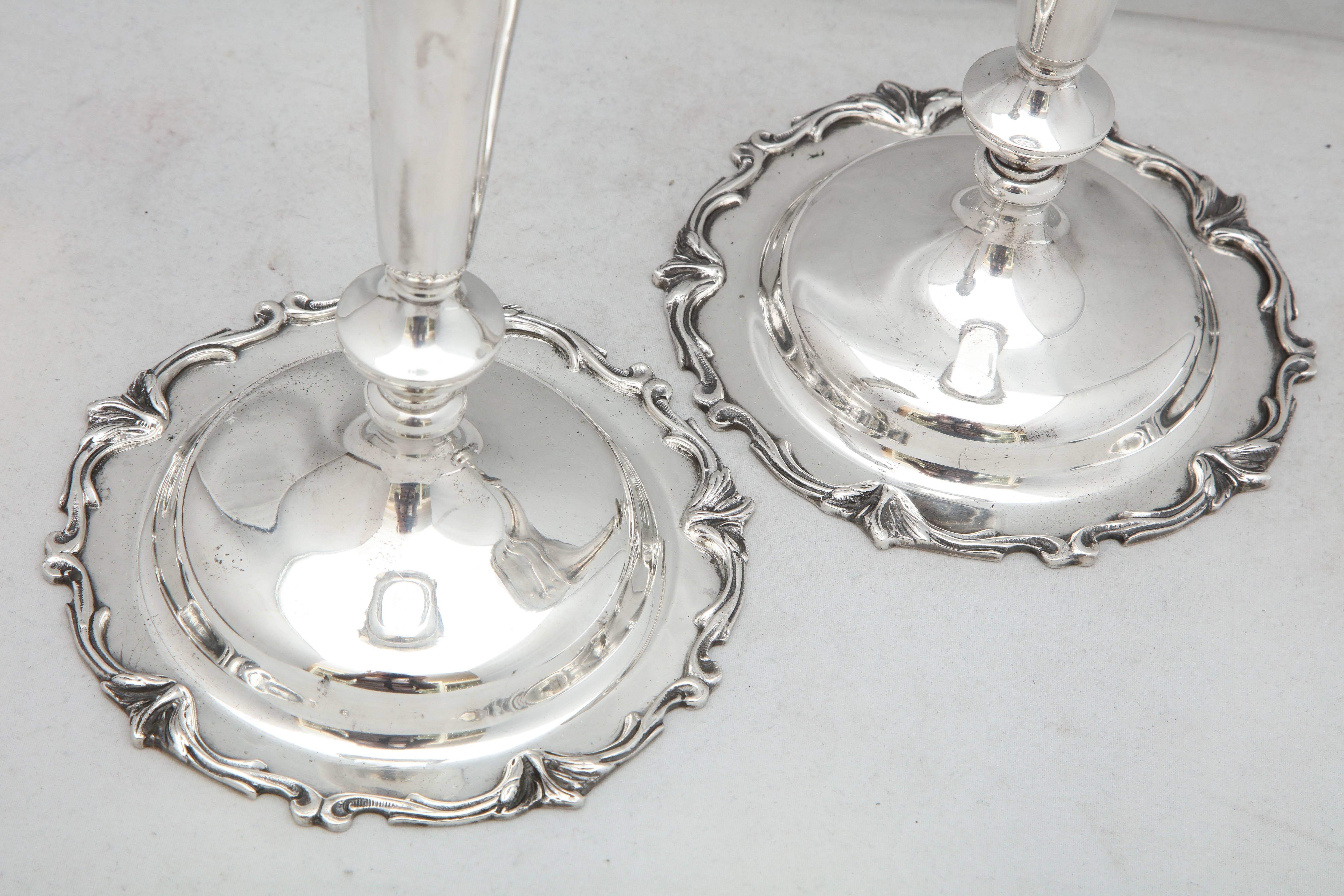 Pair of Tall Edwardian Style Sterling Silver Candlesticks 2
