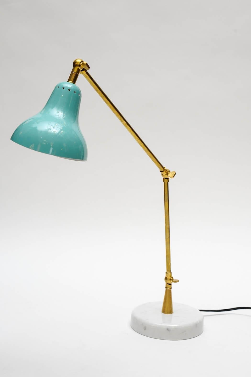 Italian Teal Cone Articulated Arm Desk Lamps In Excellent Condition In Saint-Ouen, IDF