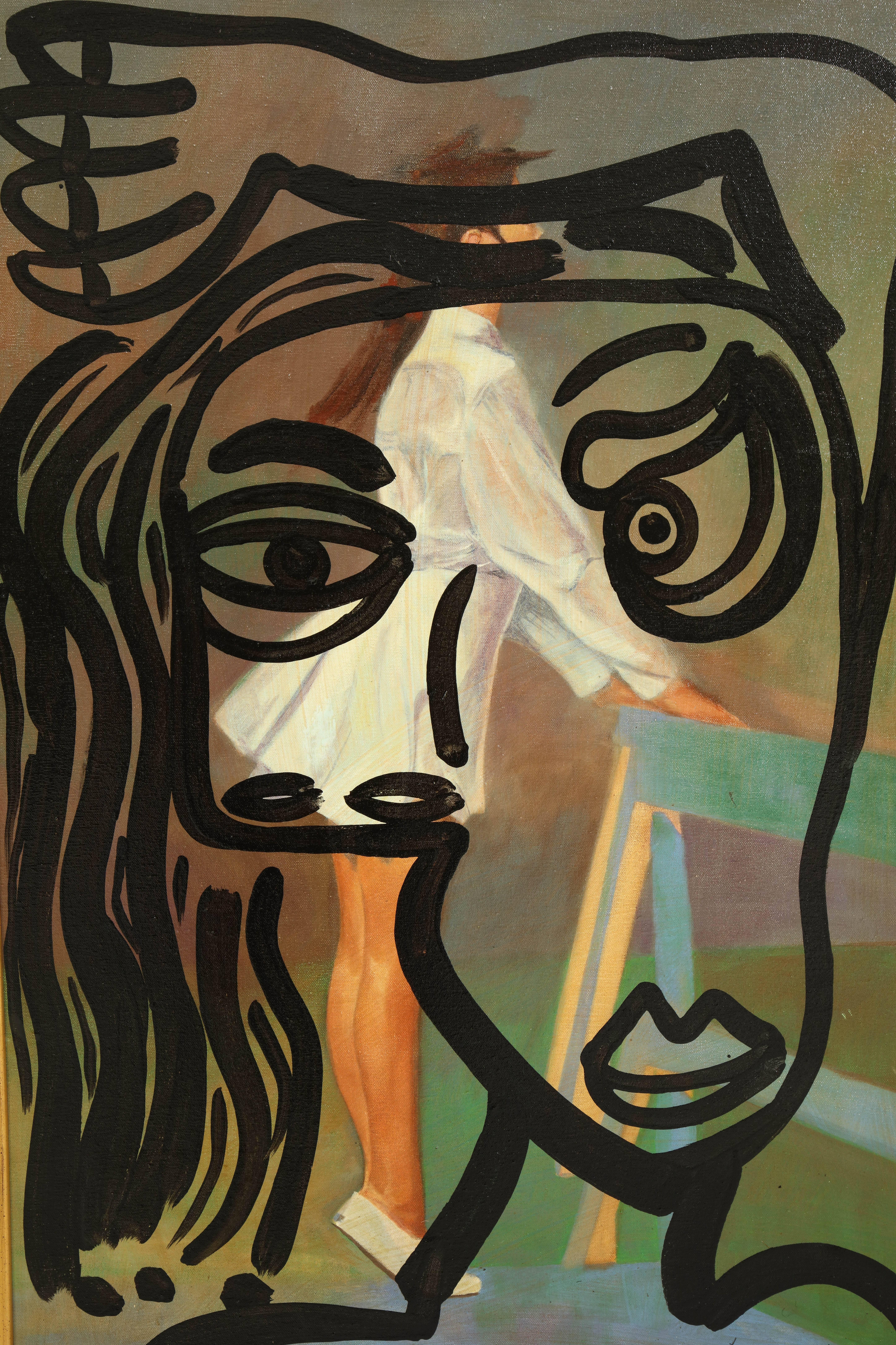 Moderne Peinture de Peter Keil, Art moderne du milieu du siècle, couleurs d'automne, 1977, huile sur toile en vente