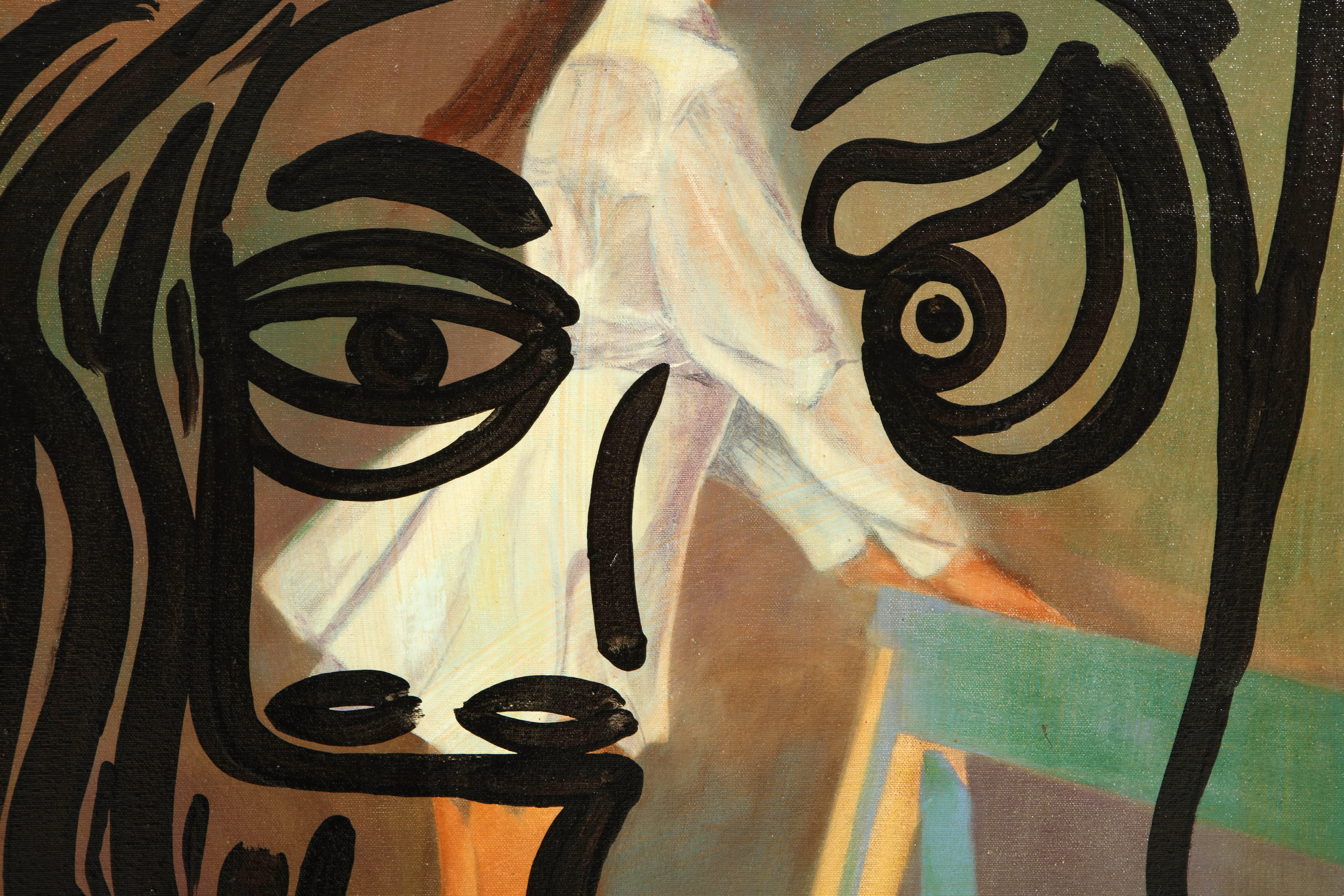 Pintura de Peter Keil, Arte moderno de mediados de siglo, Colores otoñales, Óleo sobre lienzo, 1977 Pintado a mano en venta