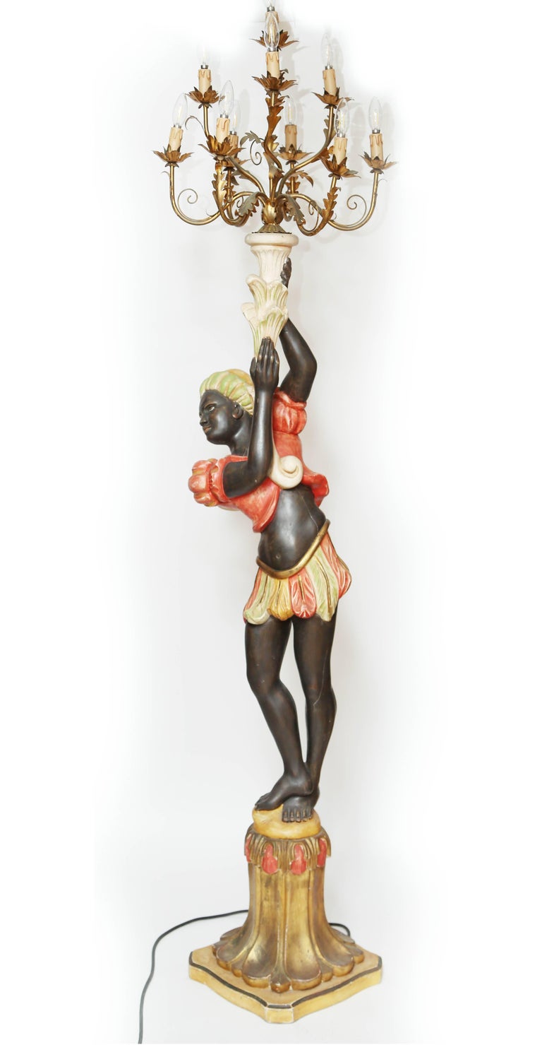 Superb Blackamoor Italian Lifesize Floor Lamp Figurine For Sale at 1stdibs