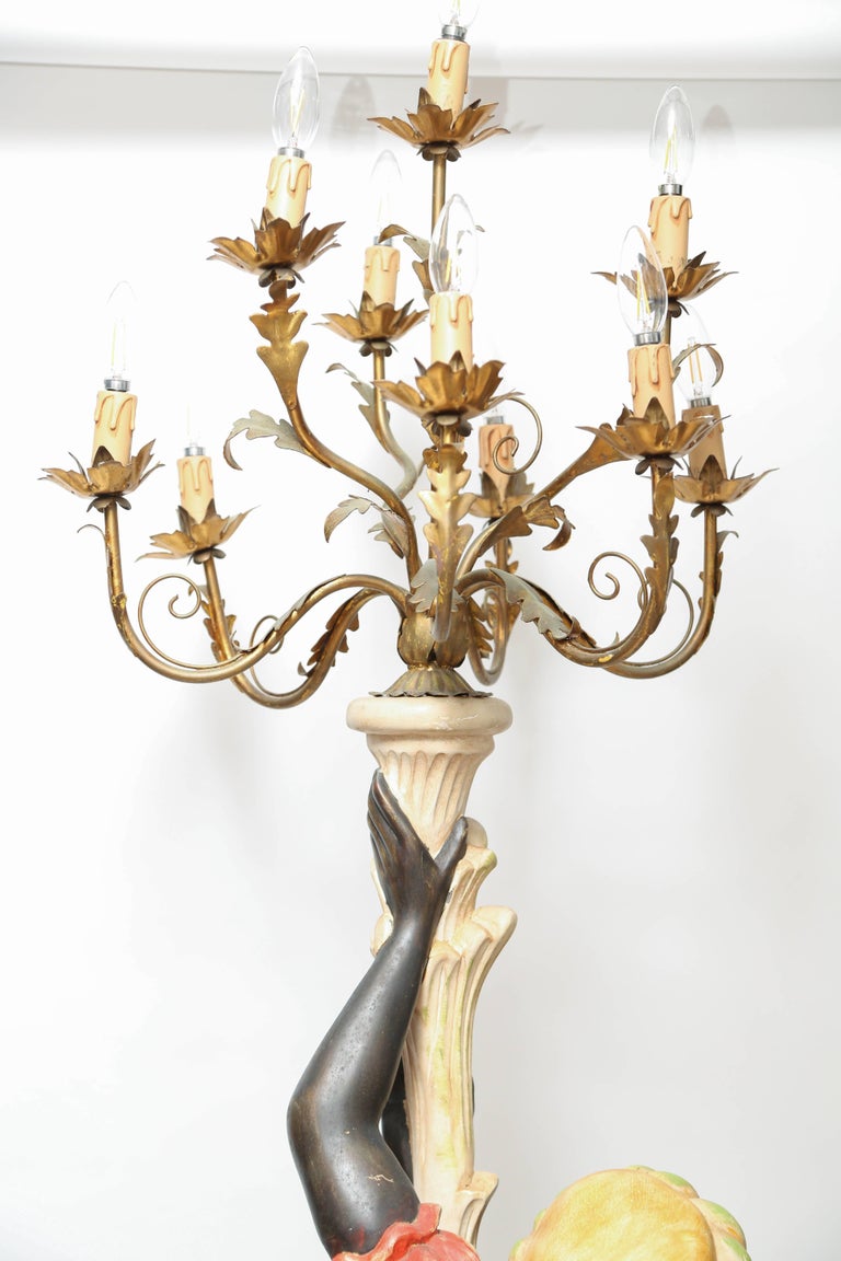 Superb Blackamoor Italian Lifesize Floor Lamp Figurine For Sale at 1stdibs