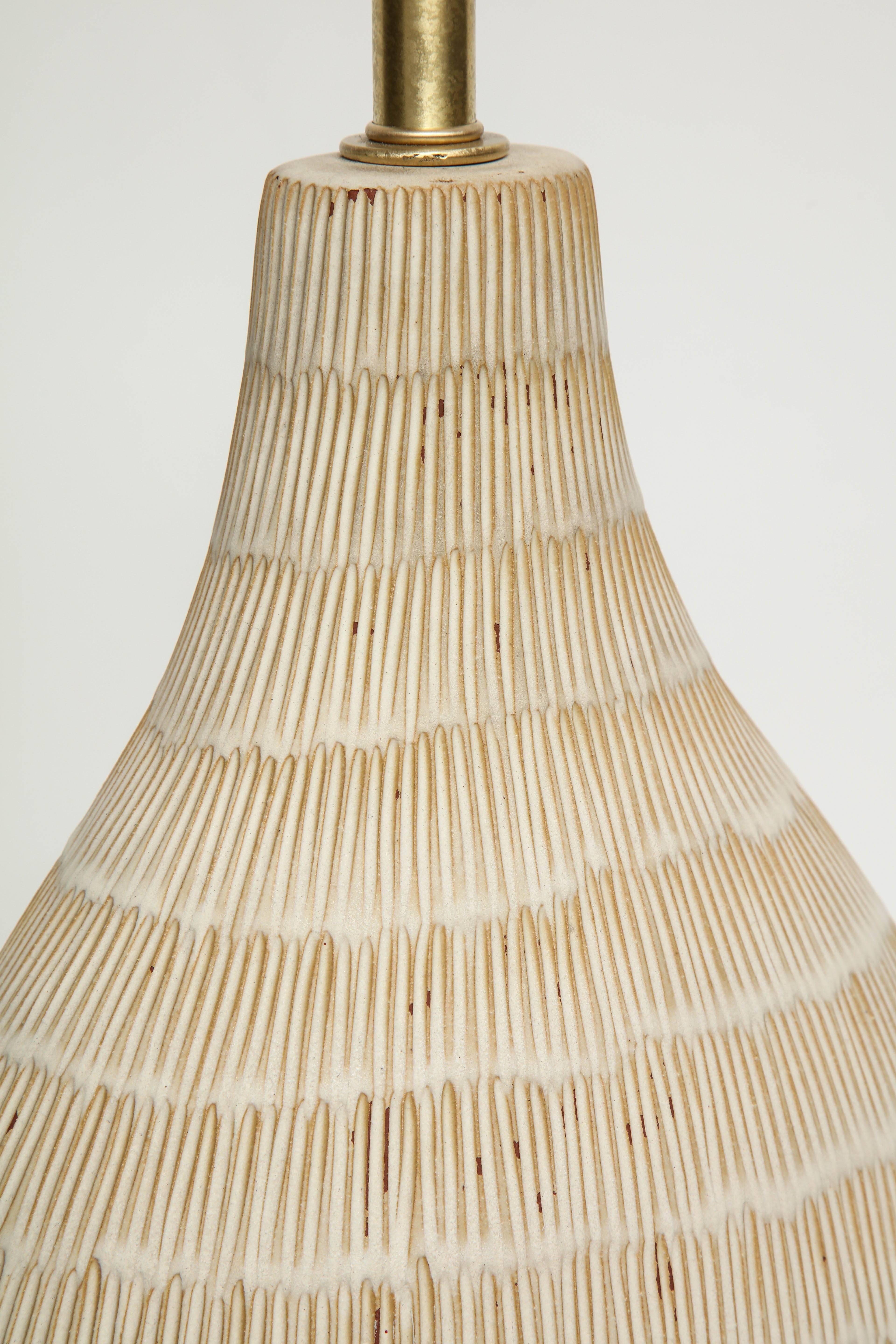 Hand-Crafted David Cressey Incised Ceramic Lamps