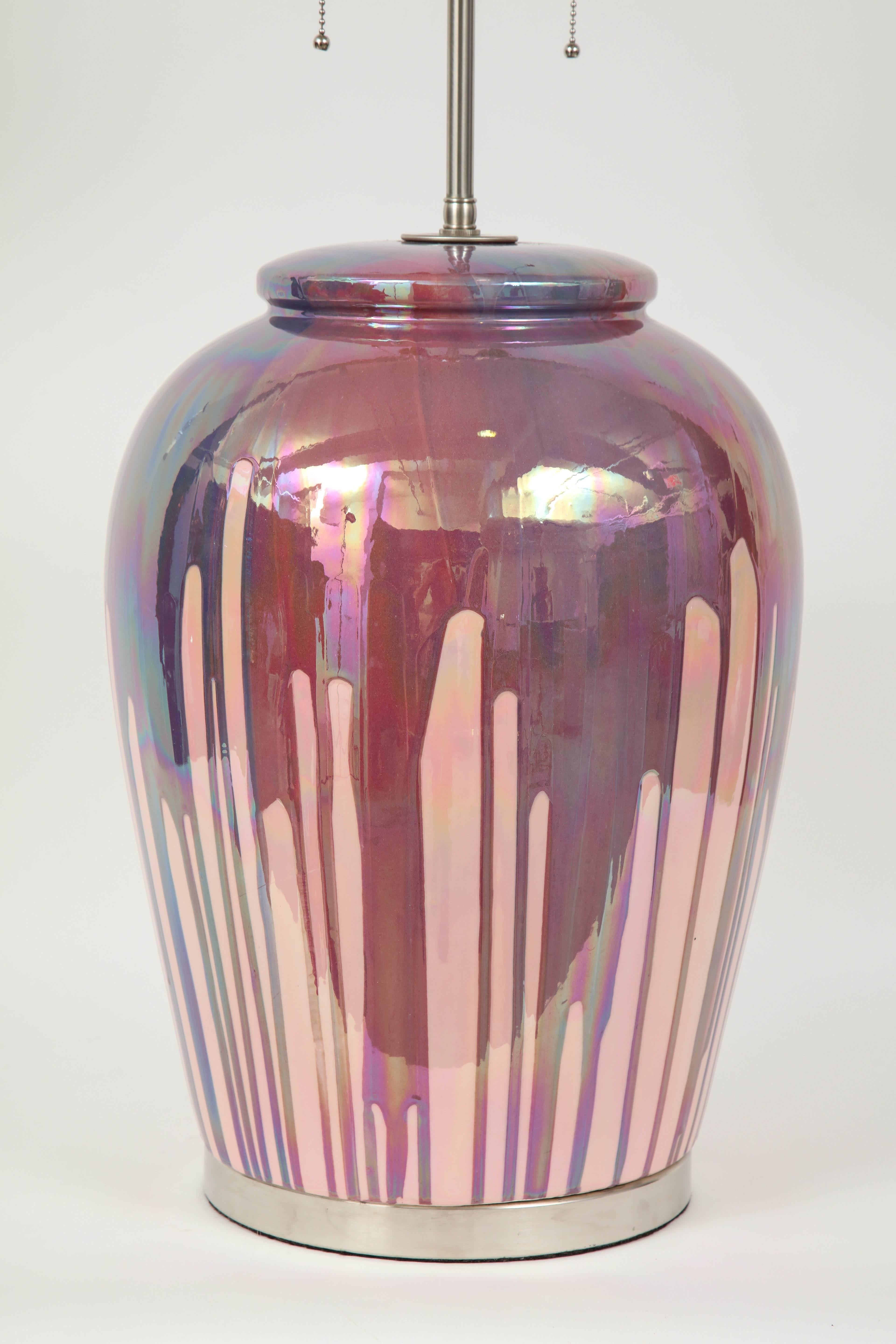 Glazed Italian Iridescent Drip Glaze Lamps