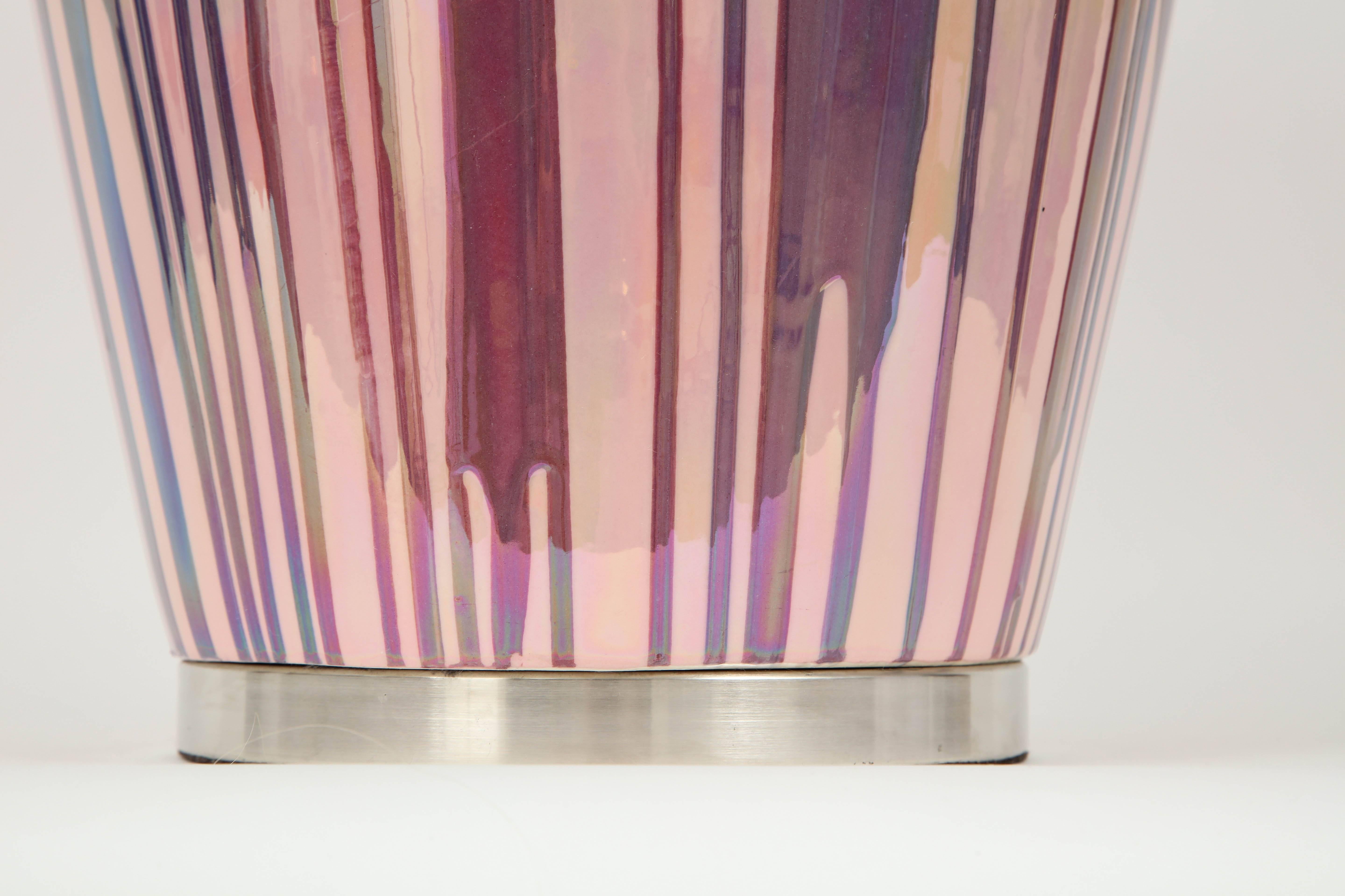 Nickel Italian Iridescent Drip Glaze Lamps