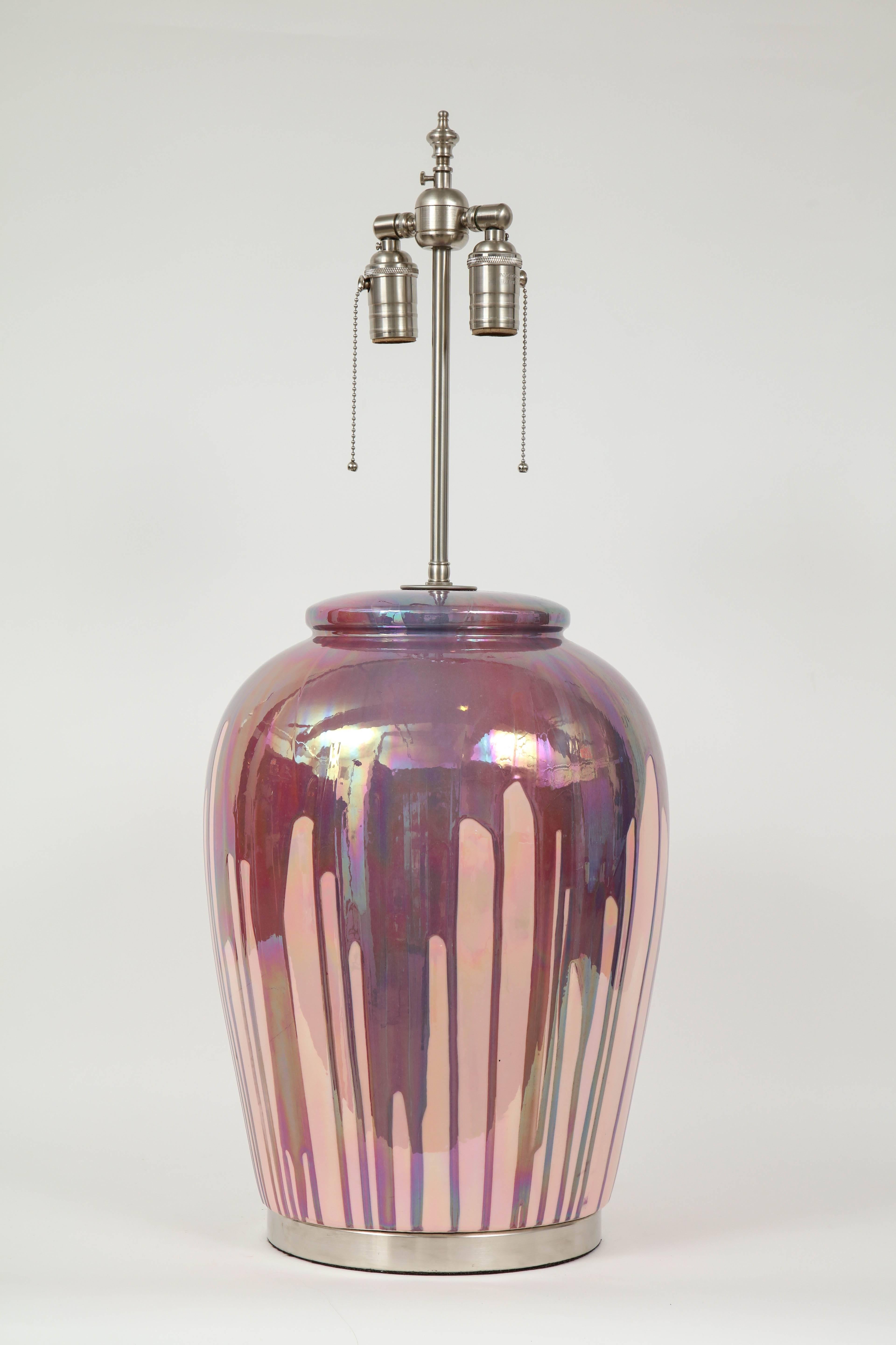 Modern Italian Iridescent Drip Glaze Lamps