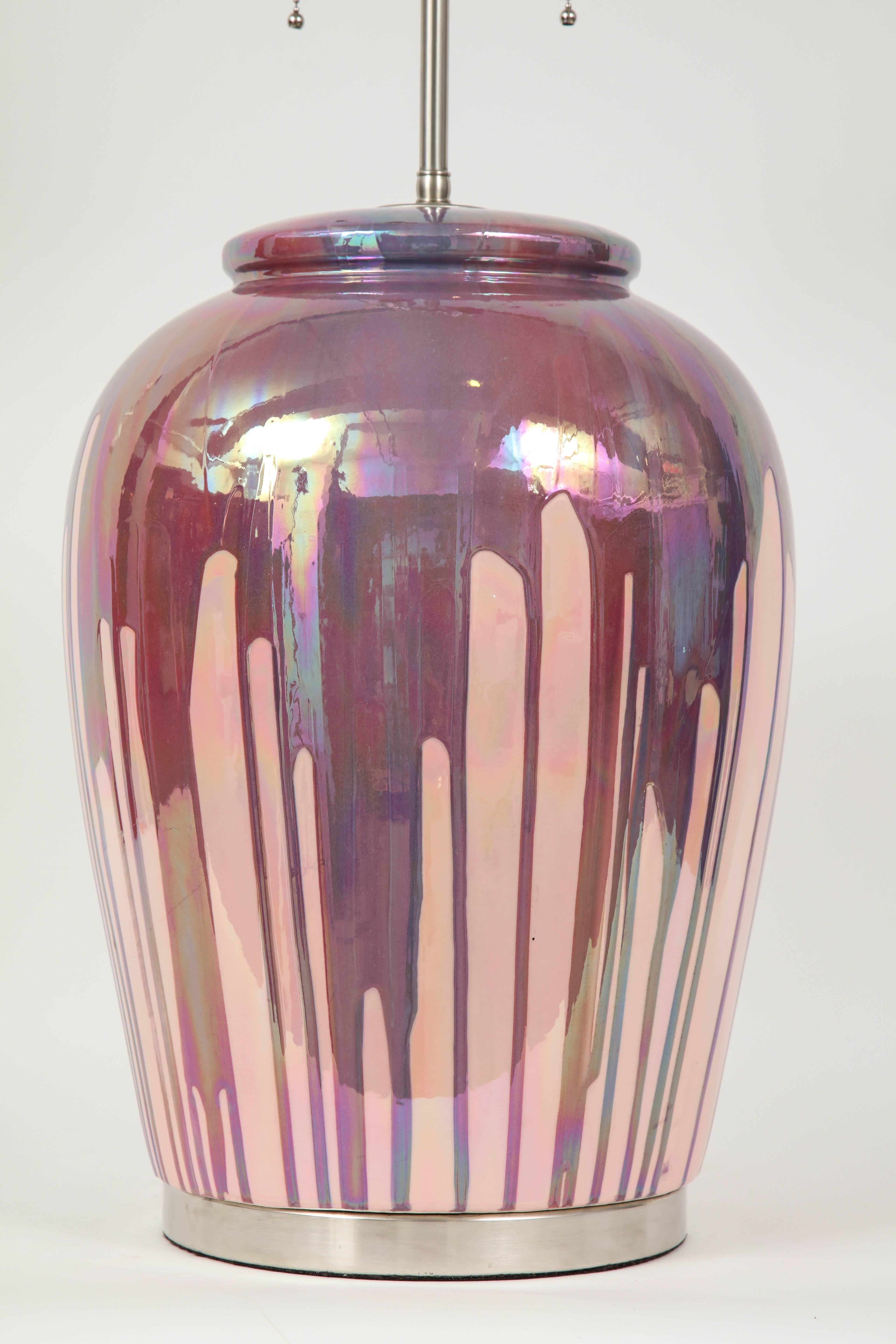 20th Century Italian Iridescent Drip Glaze Lamps