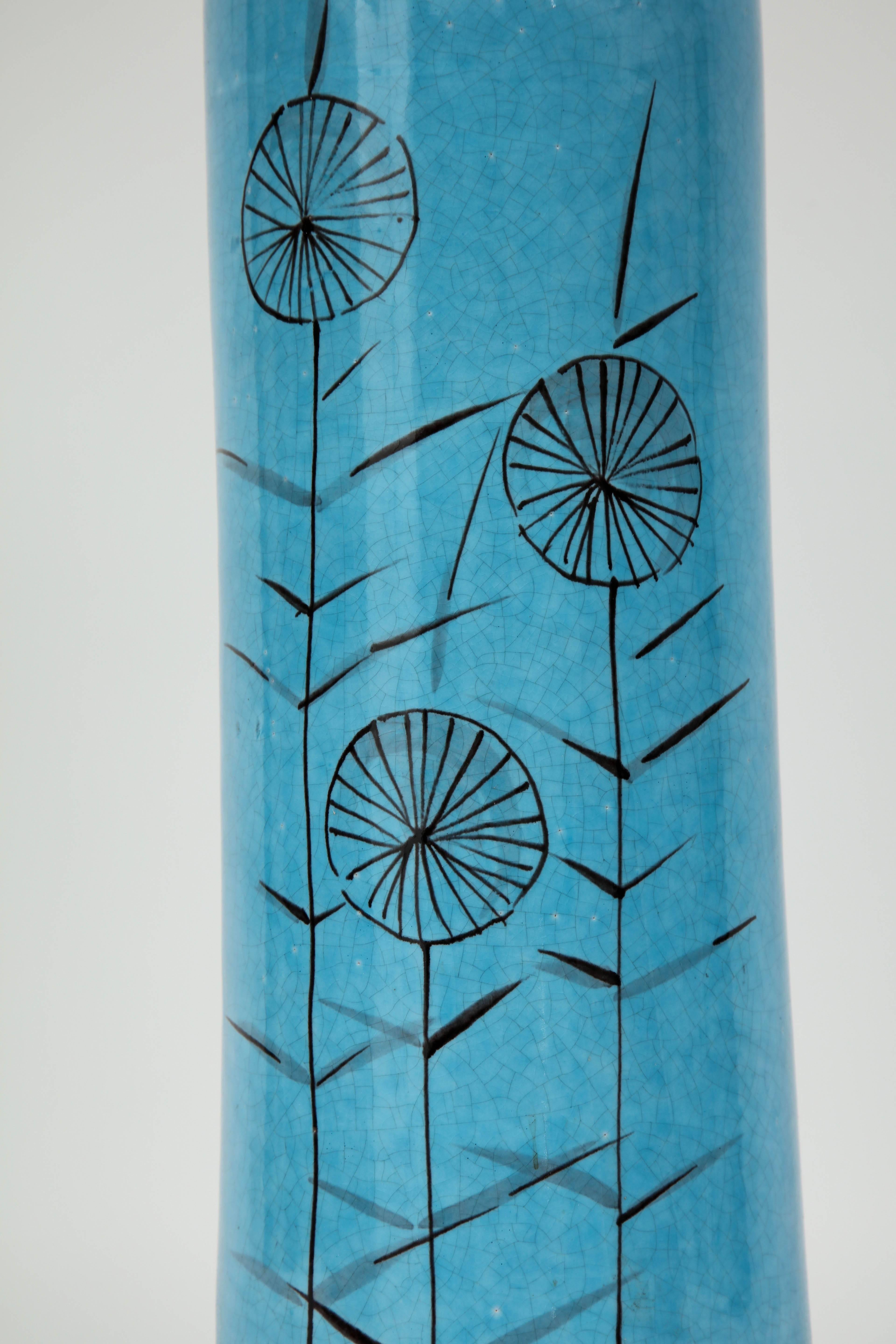 Bitossi Cerulean Blau glasierte Keramiklampen (Moderne der Mitte des Jahrhunderts) im Angebot