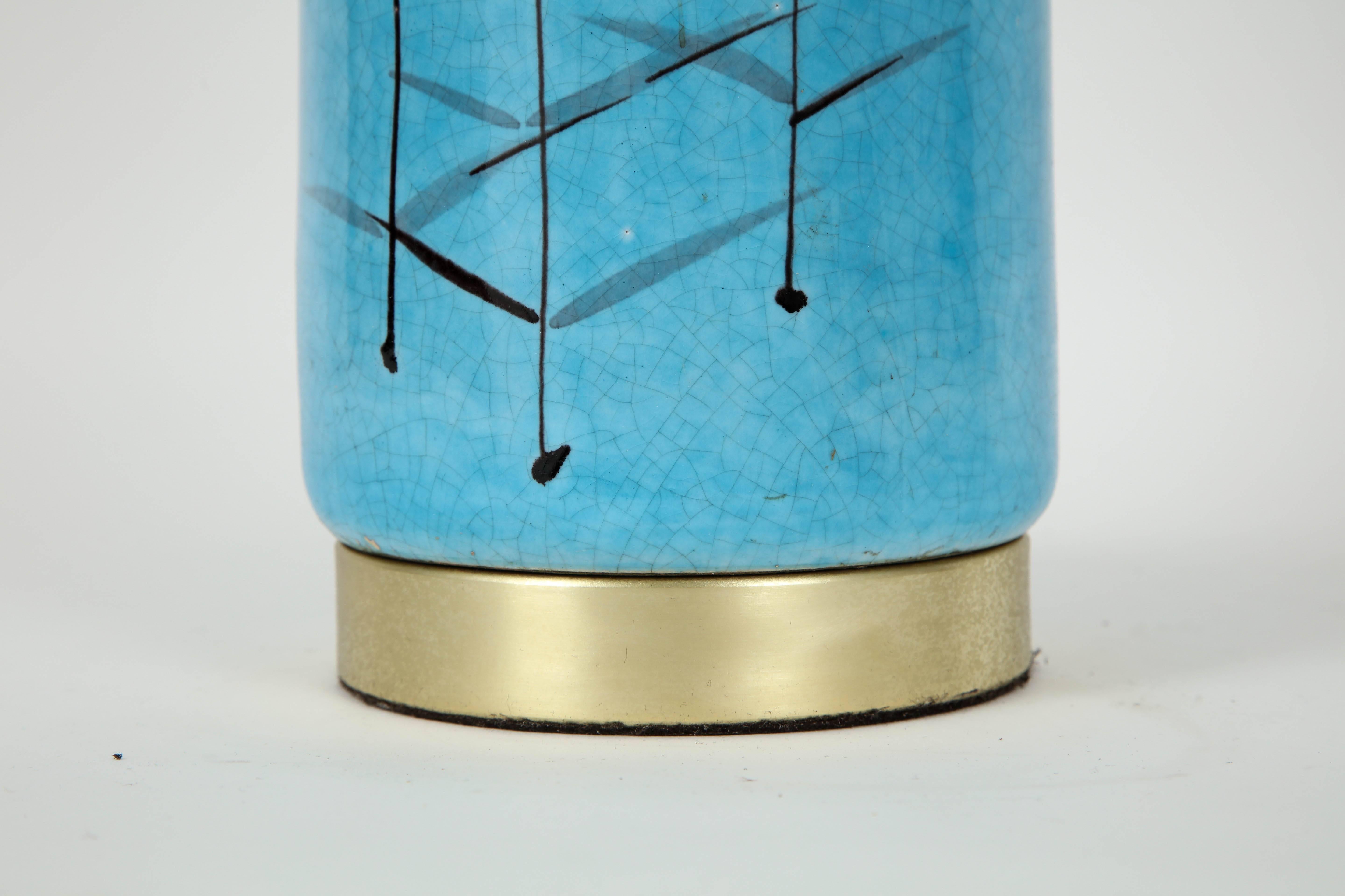 Bitossi Cerulean Blau glasierte Keramiklampen (Italienisch) im Angebot