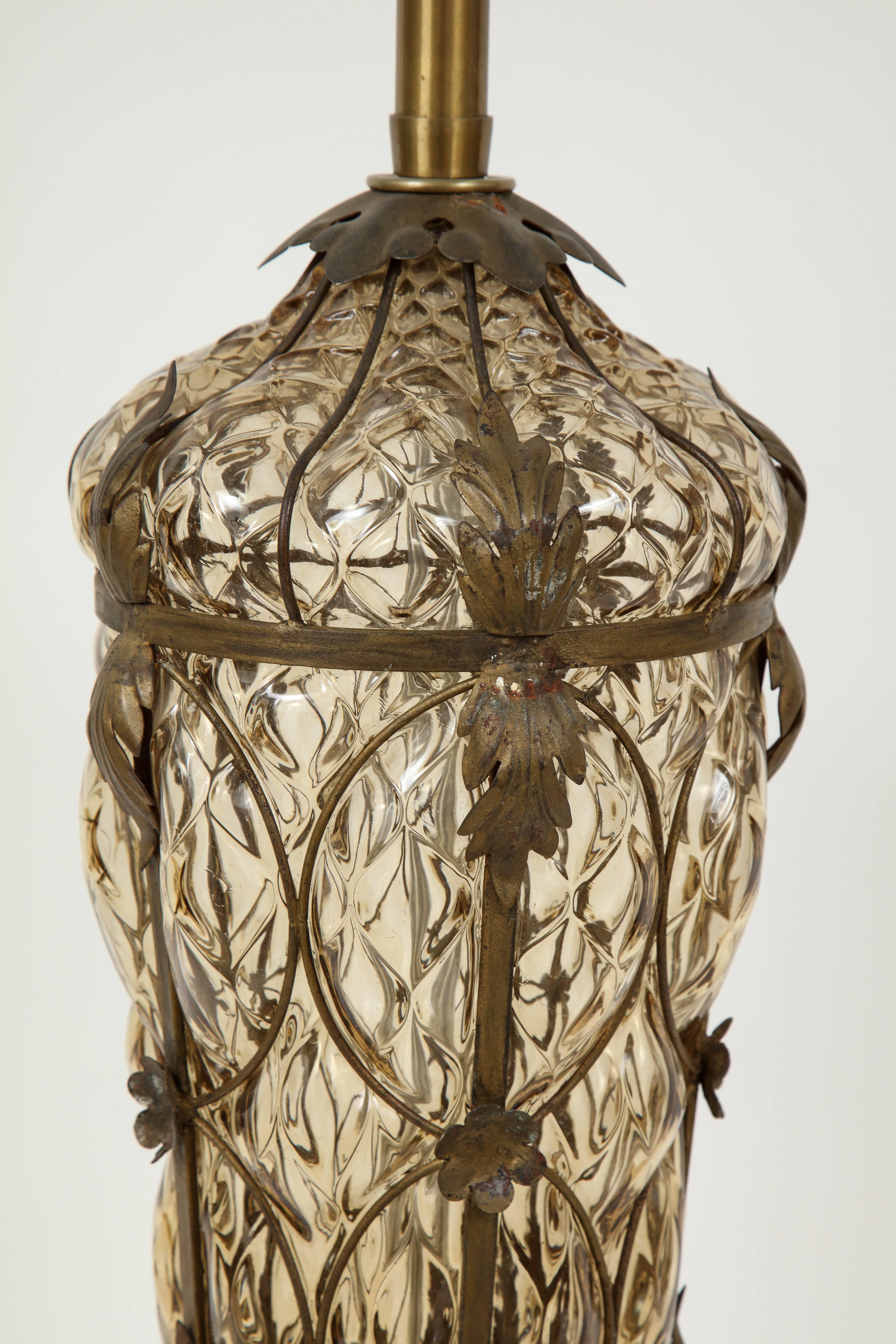 Marbro Caged Murano Glass Lamps In Excellent Condition In New York, NY