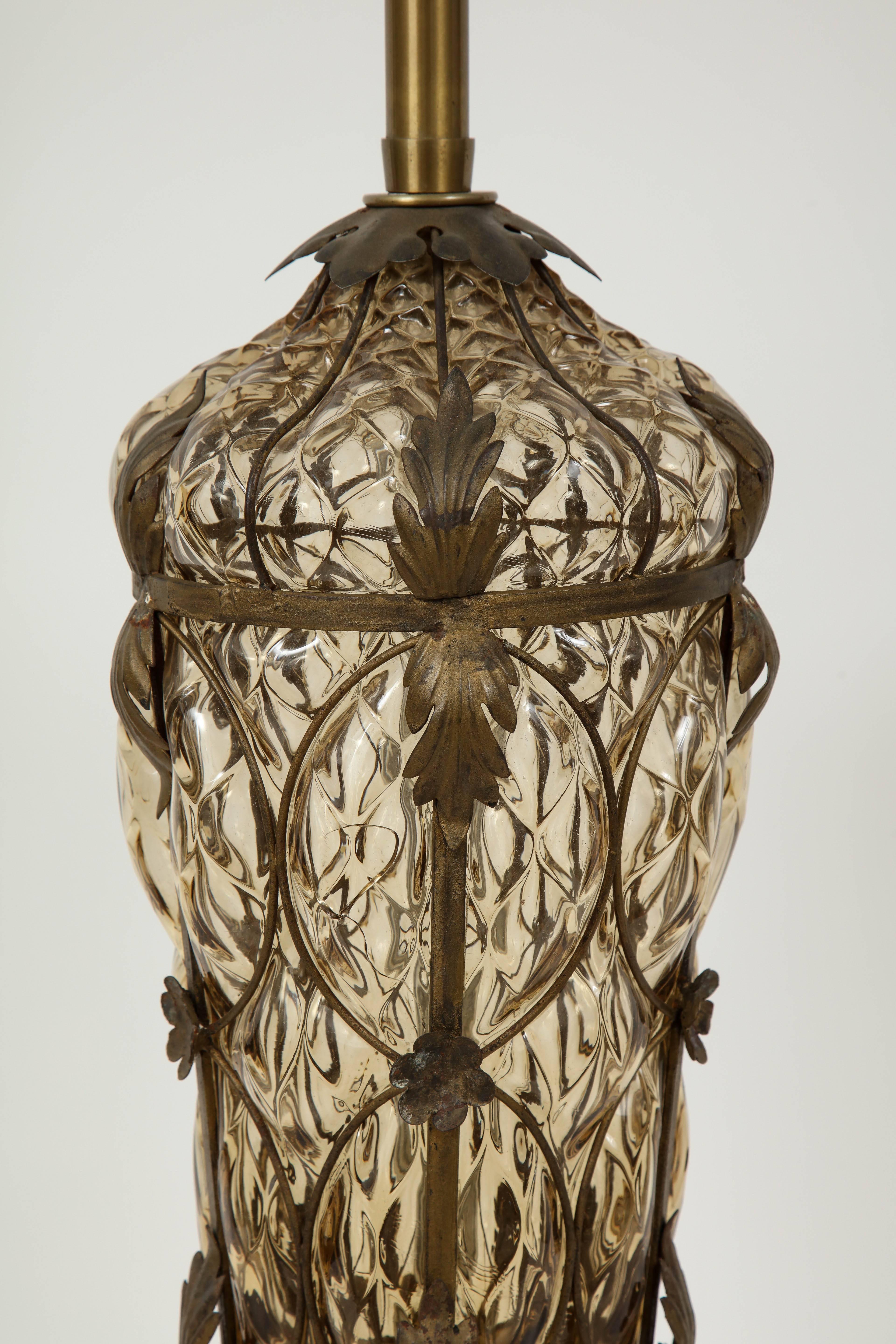 Marbro Caged Murano Glass Lamps 2