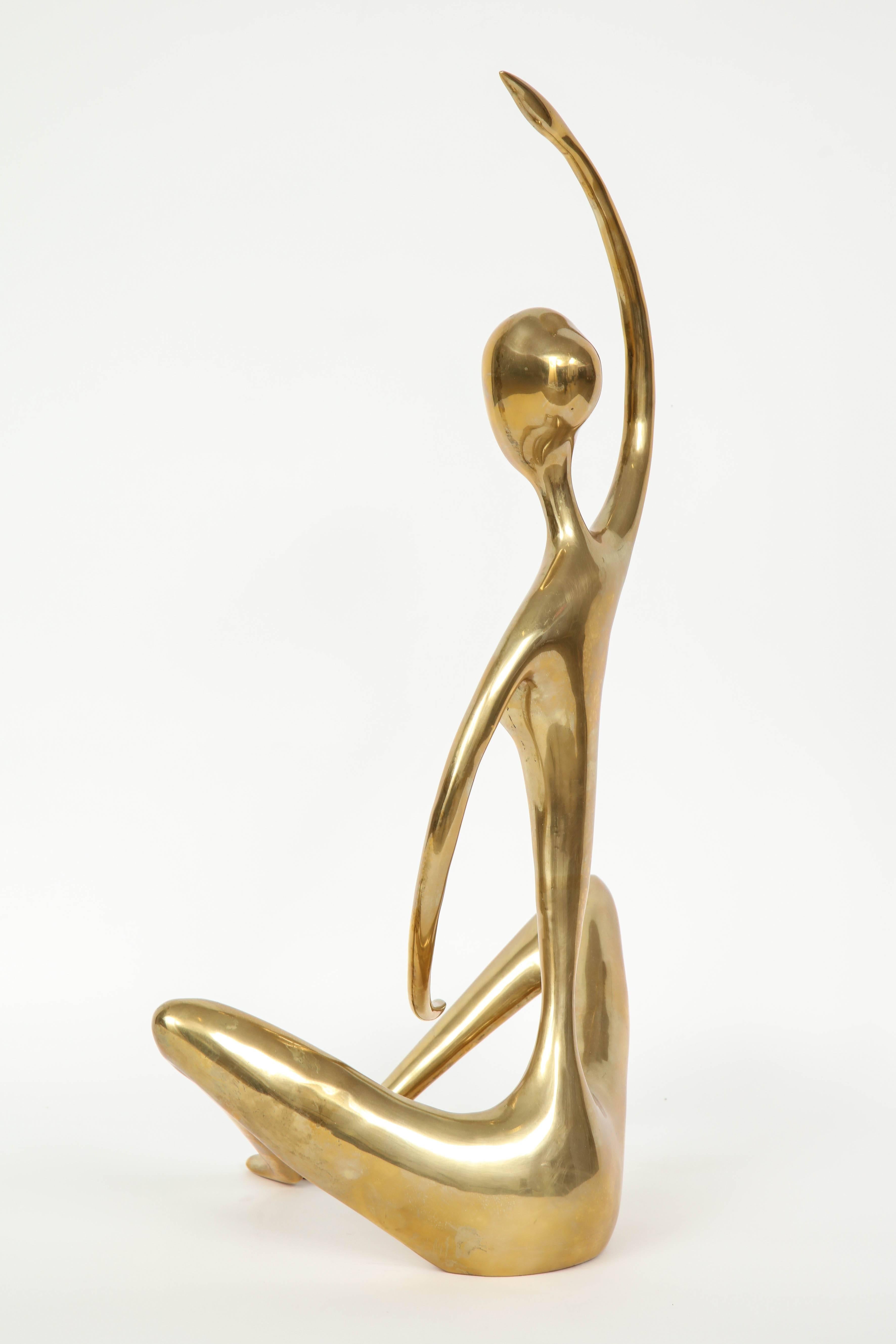 20th Century Modernist Brass Yoga Figure