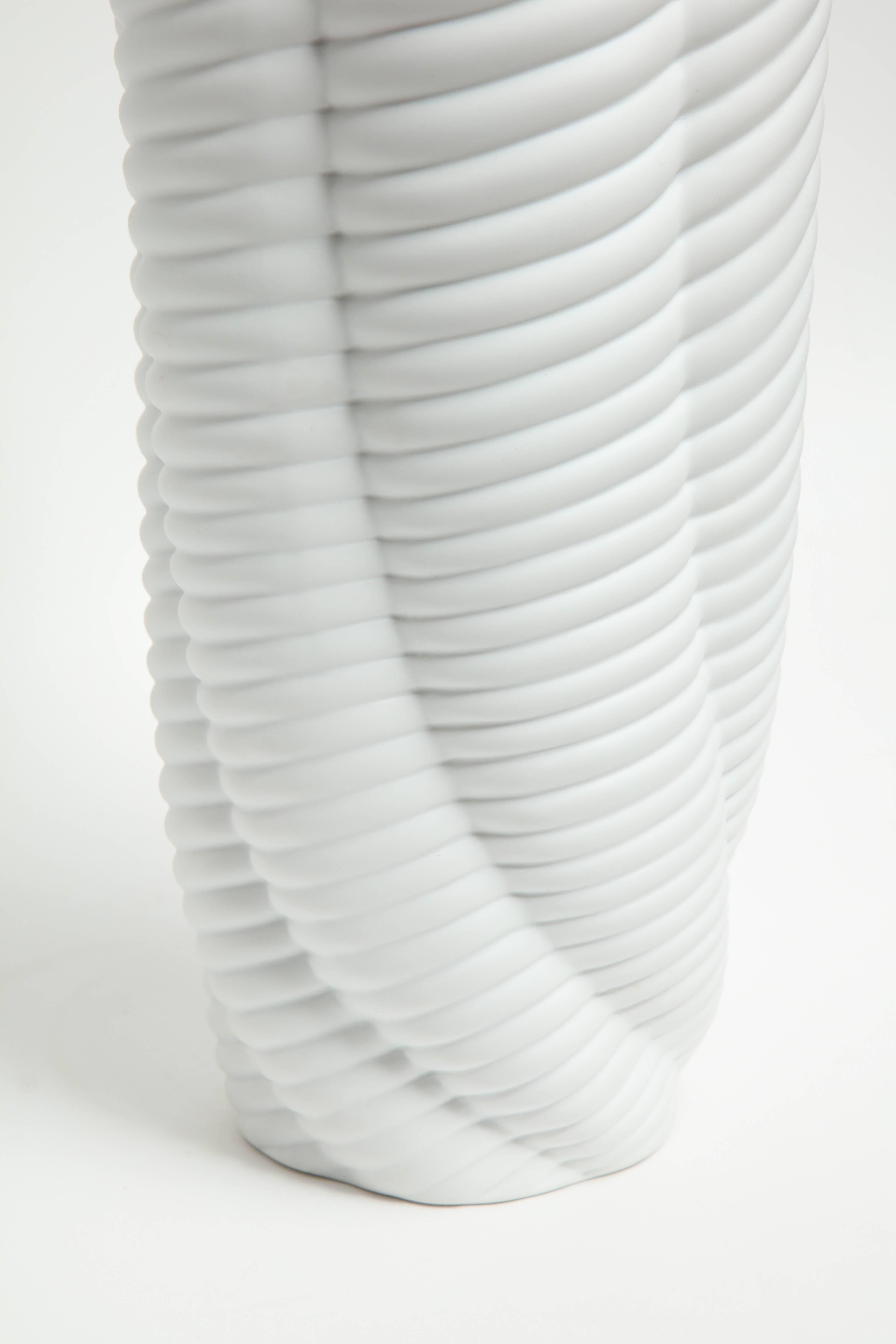Pair of Rippled Porcelain Vases 1