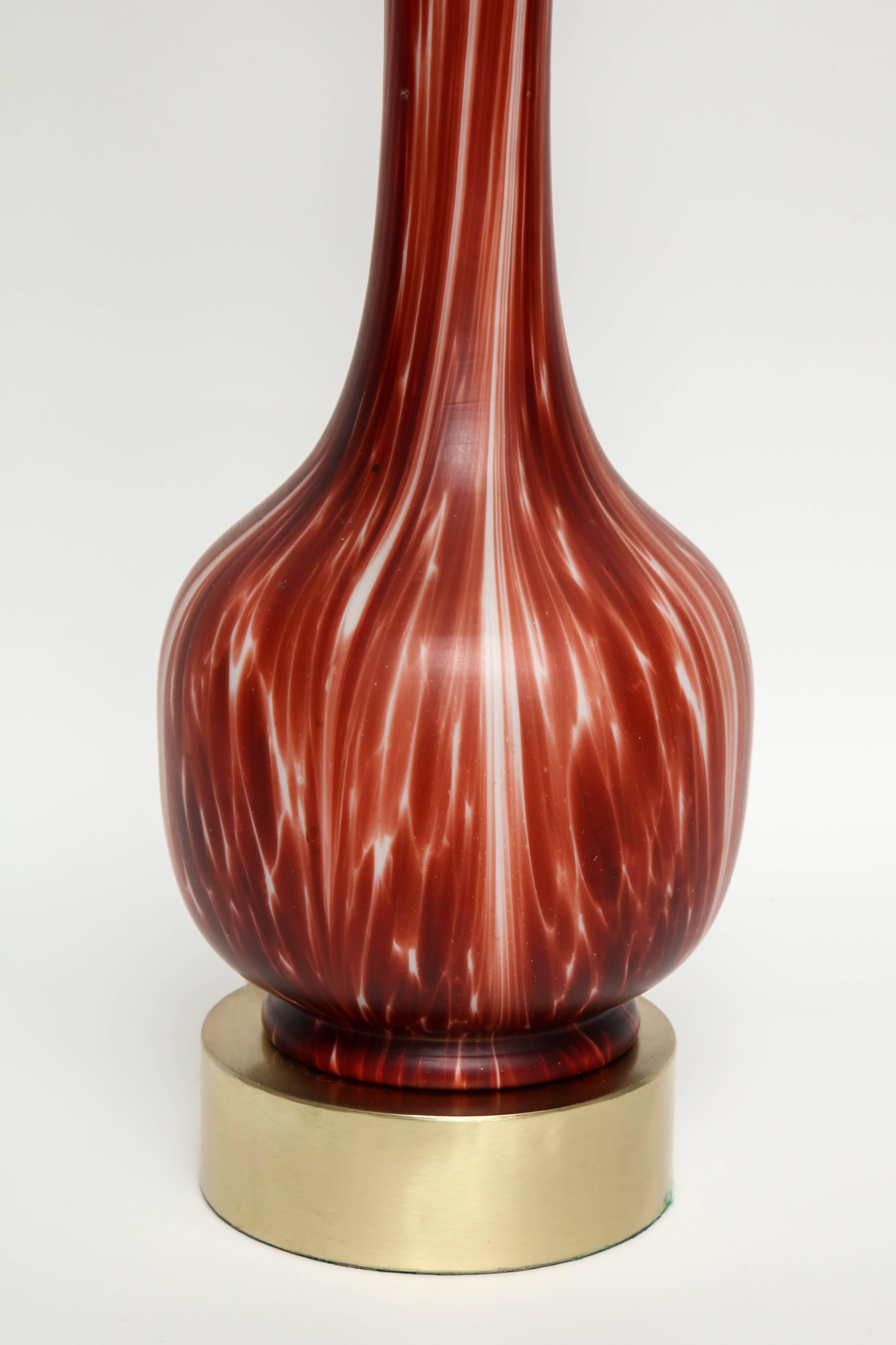 Mid-Century Modern Barovier Ox Blood/ White Murano Glass Lamps