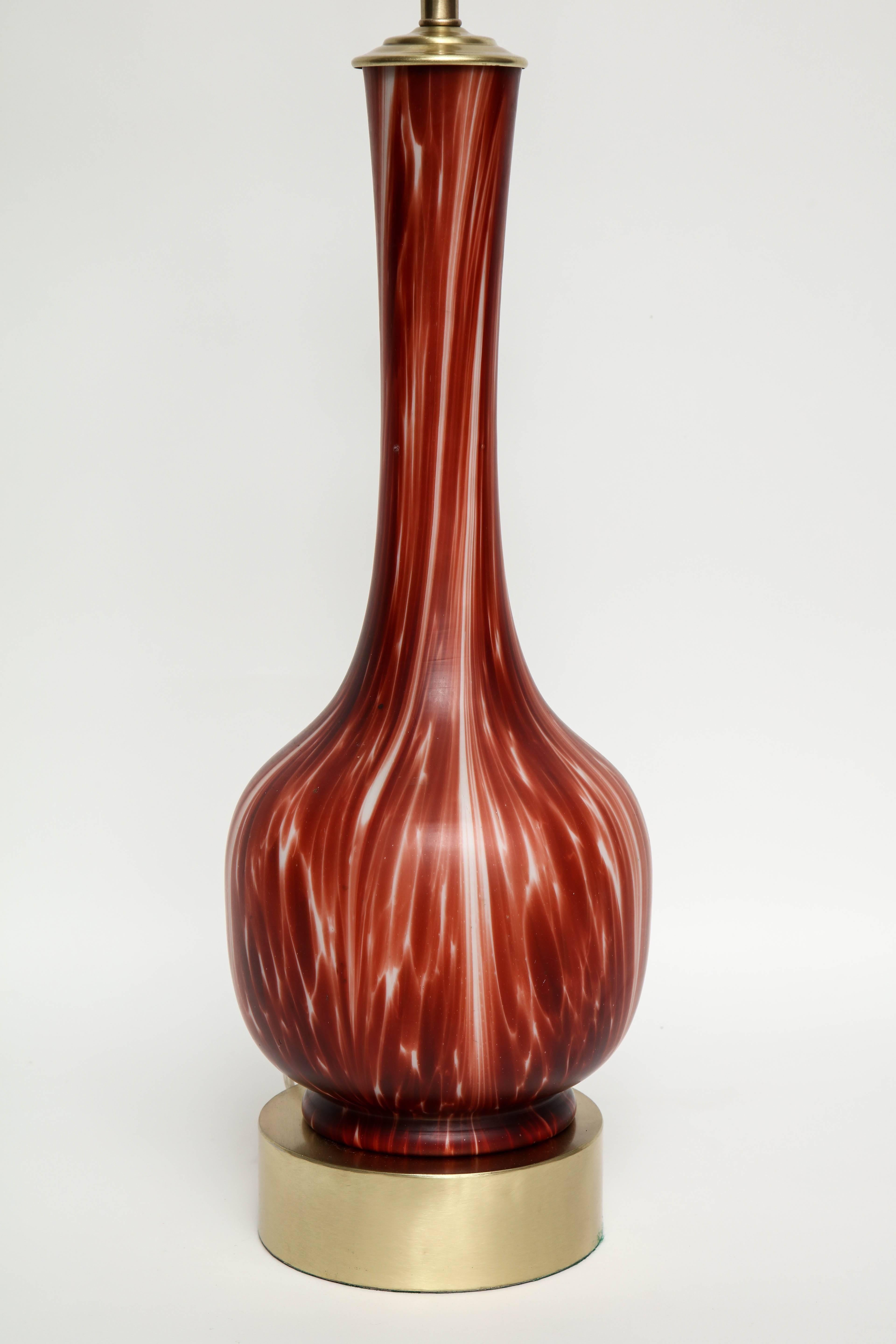 italien Barovier lampes en verre de Murano couleur sang de bœuf/blanc en vente